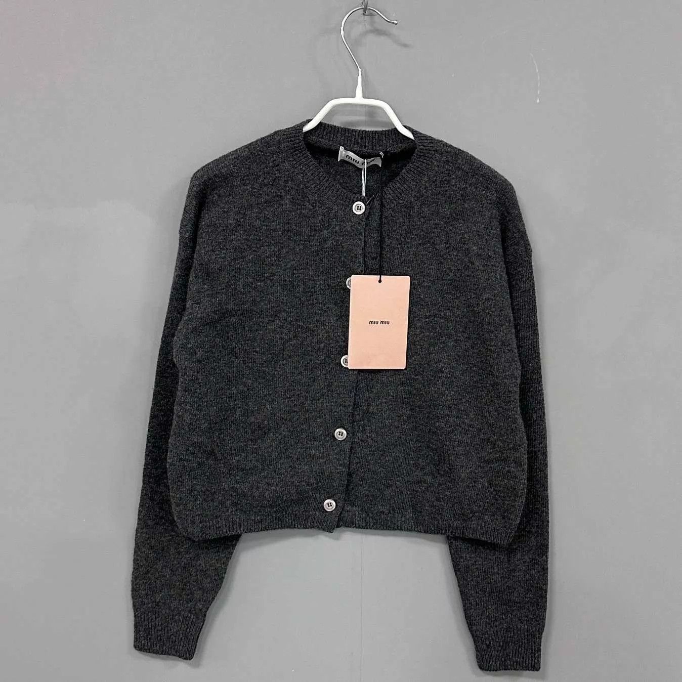Miu Miu MIUMIU Charcoal Gray Back Logo Cardigan Size 36 Size XS / US 0-2 / IT 36-38 - 1 Thumbnail
