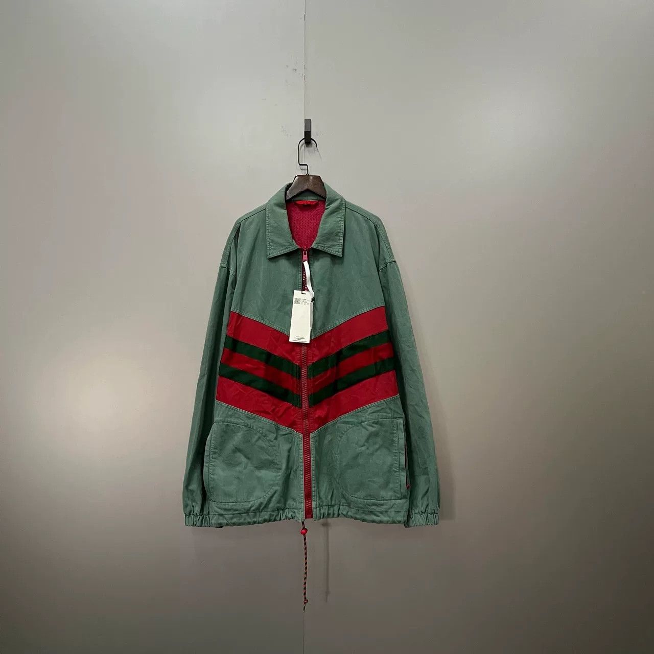 Gucci gucci striped zip-up jacket in green and red Size US L / EU 52-54 / 3 - 1 Thumbnail