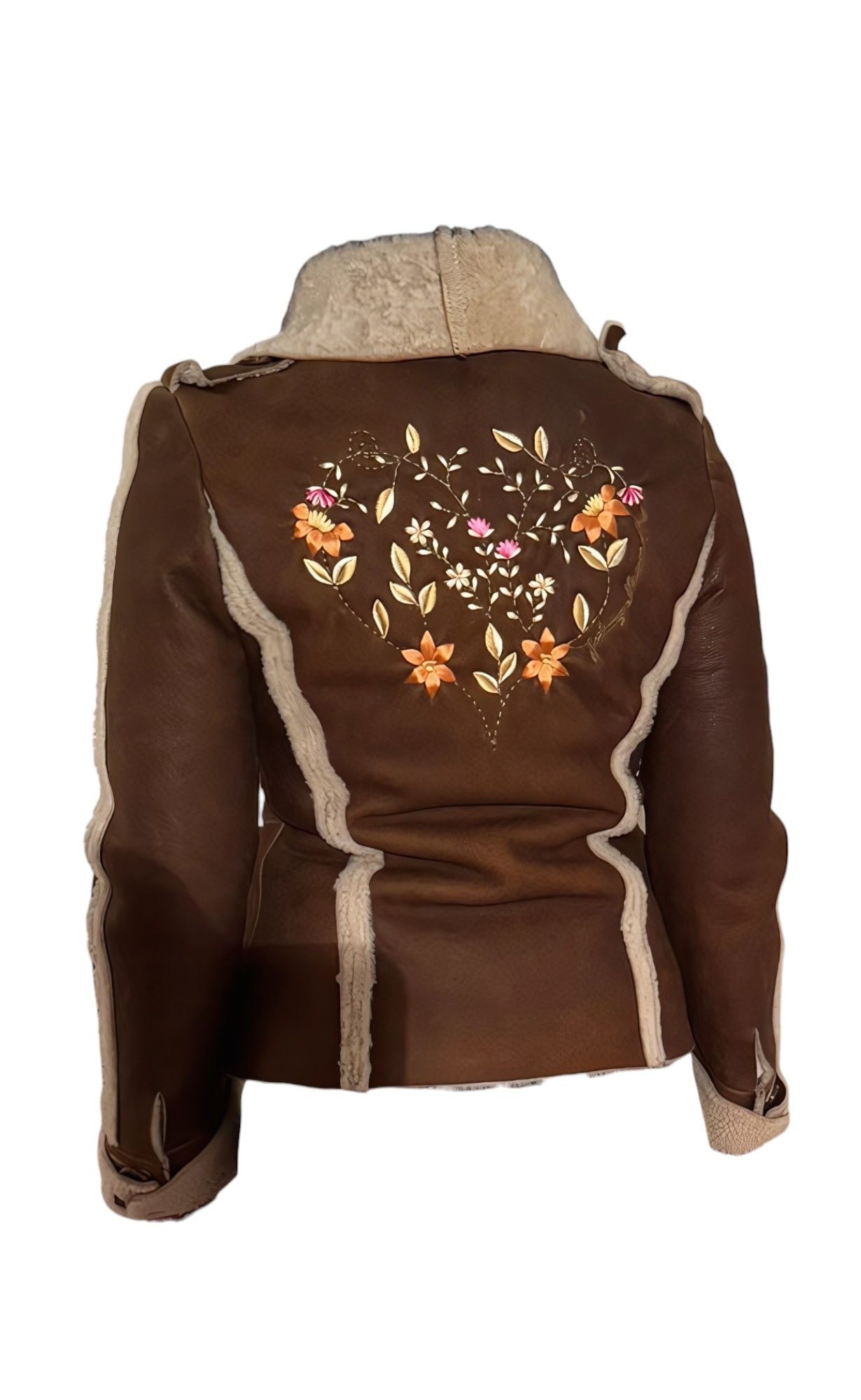 John Galliano SHEARLING LEATHER DOUBLE BREASTED COAT JACKET Size XS / US 0-2 / IT 36-38 - 9 Thumbnail