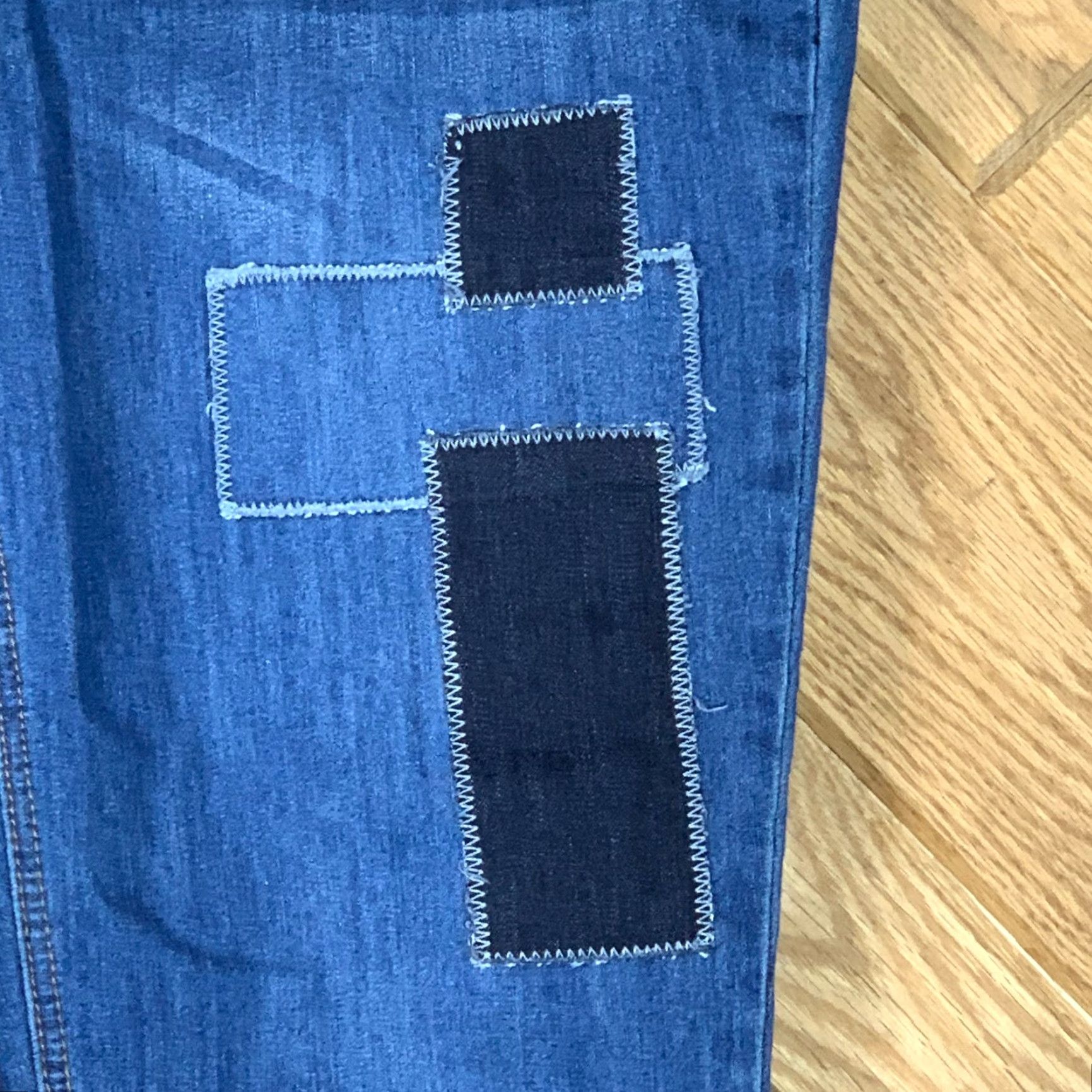 Denime Indigo Jeans Womens Patchwork Ankle Indigo Thread 10 Blue Denim 5-Pocket Zipper Button Rise Mid Fall Spring Summer Winter Classic Fit Womens Size 32" / US 10 / IT 46 - 7 Thumbnail