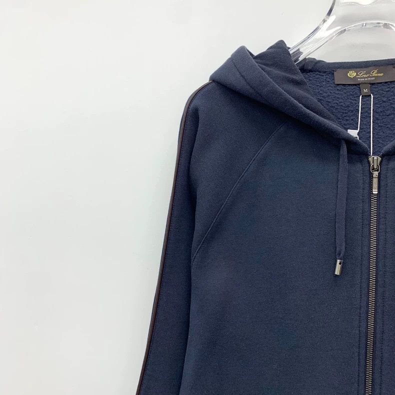 Loro Piana LORO PIANA Dark blue cotton hooded drawstring zipper hoodi Size M / US 6-8 / IT 42-44 - 3 Thumbnail