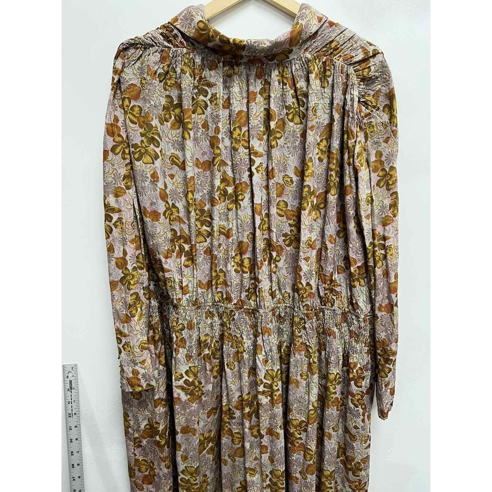 Franceschetti Francoise Floral Vintage Fall Cott maxi Dress Size L A000662 Size L / US 10 / IT 46 - 9 Thumbnail
