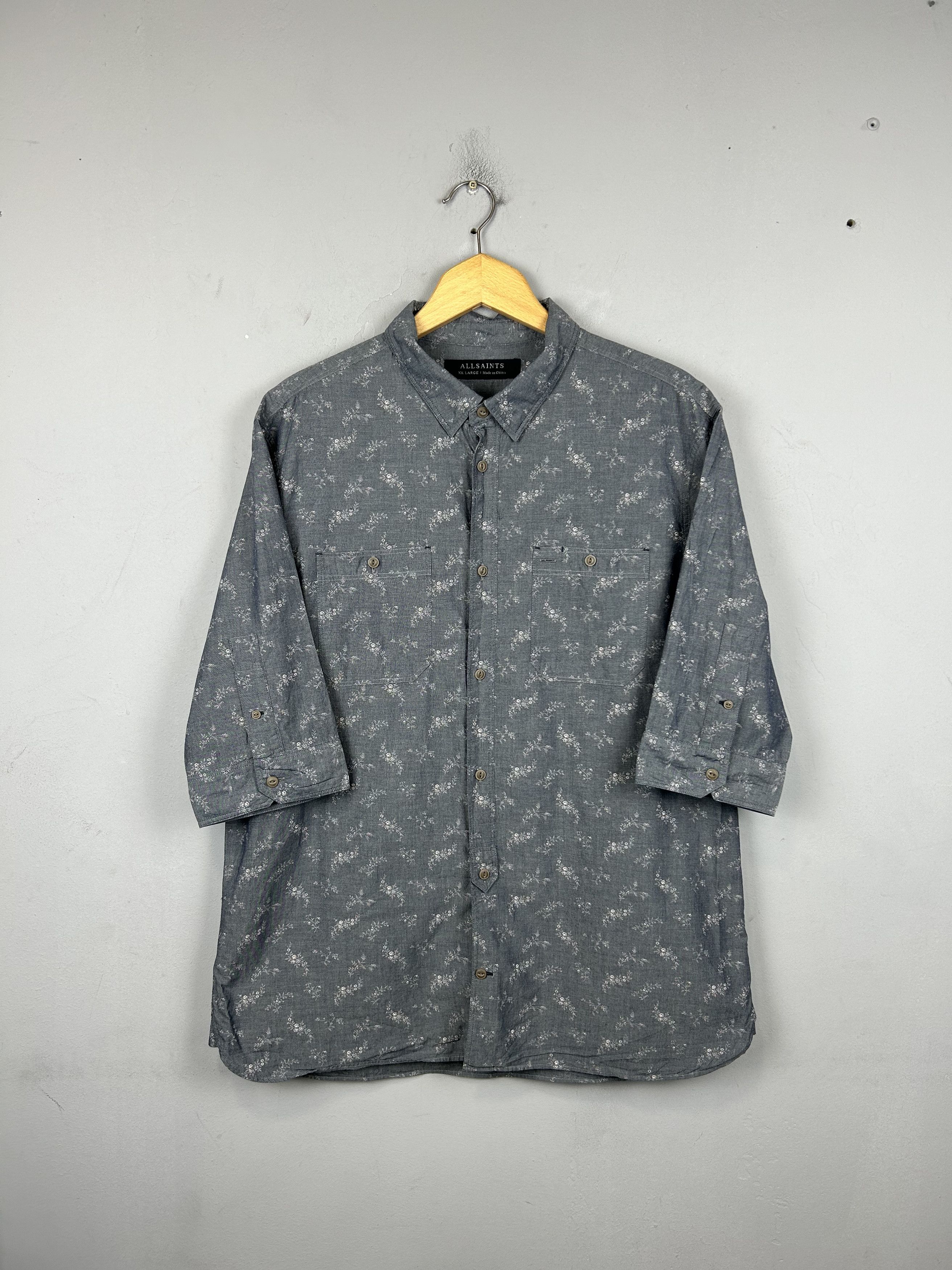 Allsaints All Saints Floral Shirt Quincey Half Sleeve Gray Button Up Size US XXL / EU 58 / 5 - 4 Thumbnail