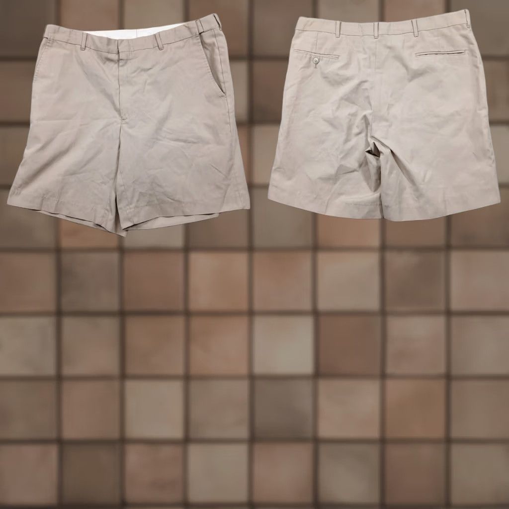 Berle Berle Mens Khaki Shorts 38R Tan Pleated Front 100% Cotton Chino Made in Mexico Size US 38 / EU 54 - 1 Thumbnail