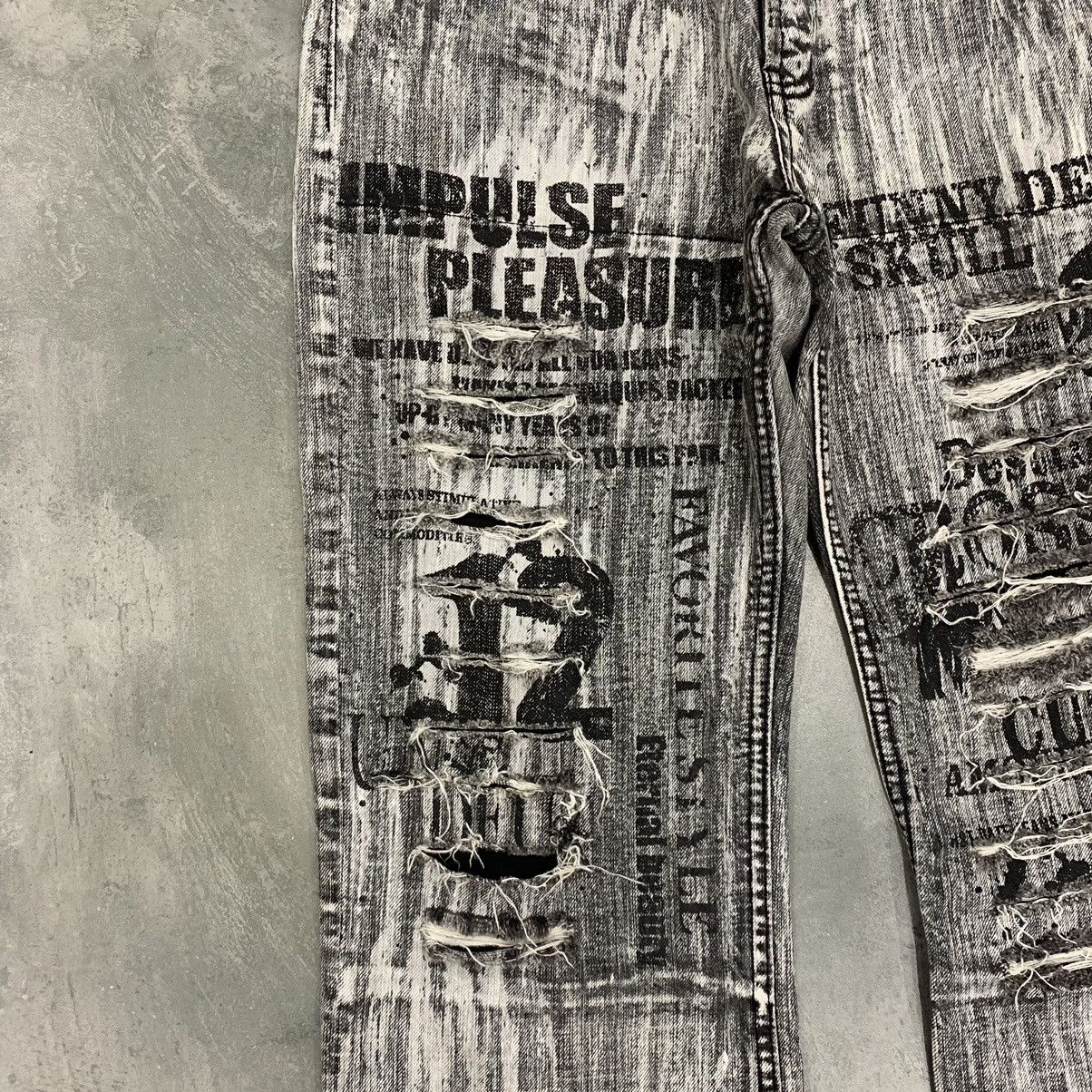 Japanese Brand 🔥Rare🔥 Funny Devil Punk Rock Skull Impulse Pleasure Denim Size US 31 - 6 Thumbnail