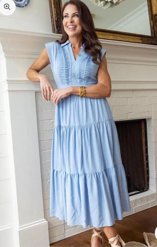 Designer ENDLESS ROSE Pintuck Details Sleeveless Midi Dress Blue M Size M / US 6-8 / IT 42-44 - 1 Thumbnail