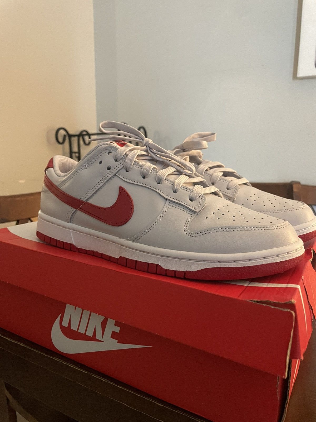 image of Nike Dunk Low Shoes in Varsity Red, Men's (Size 9.5)