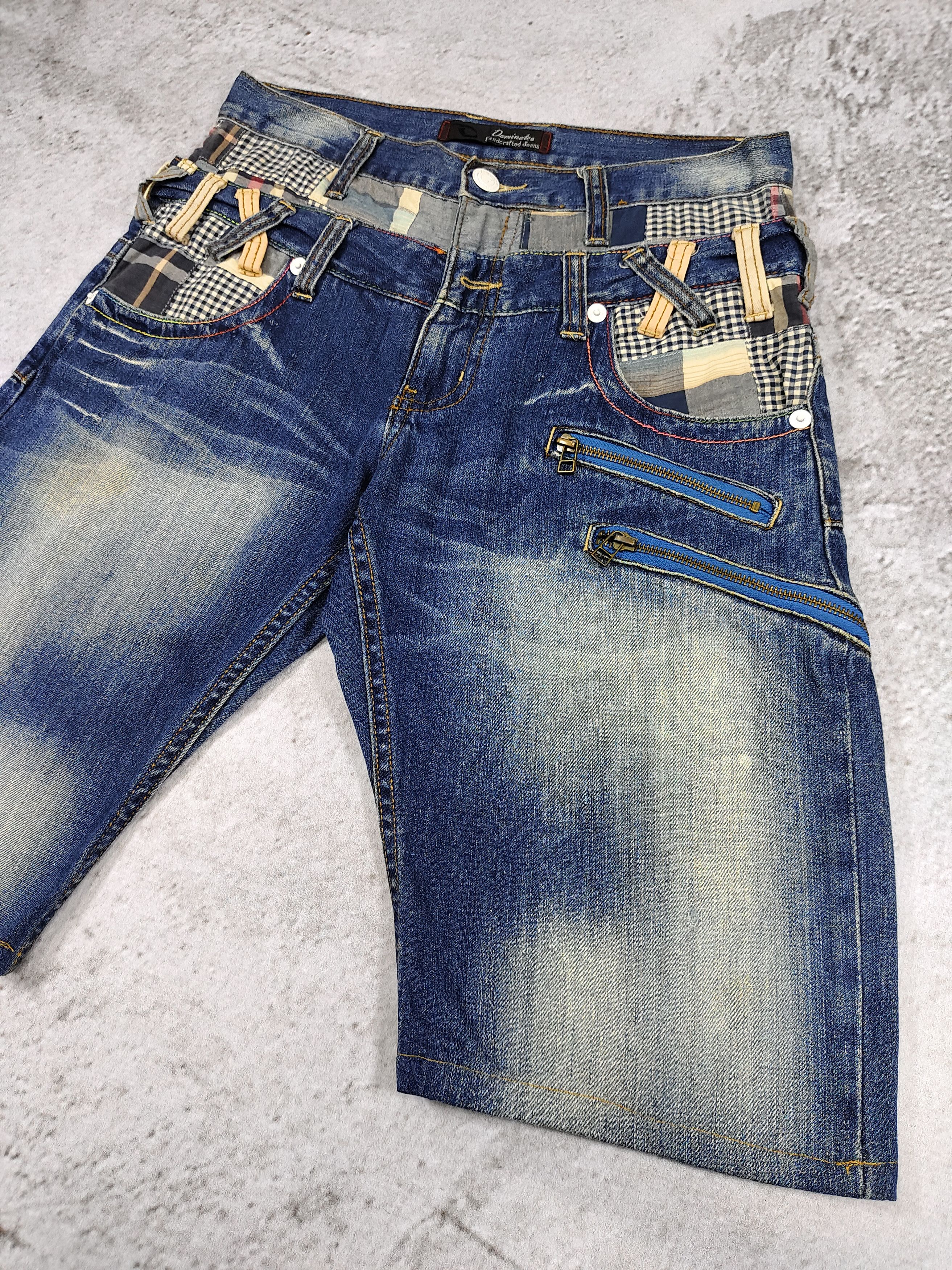 Japanese Brand 00s Dominate🇯🇵 Double Waist Patchwork Handcrafted Denim Size US 31 - 2 Thumbnail
