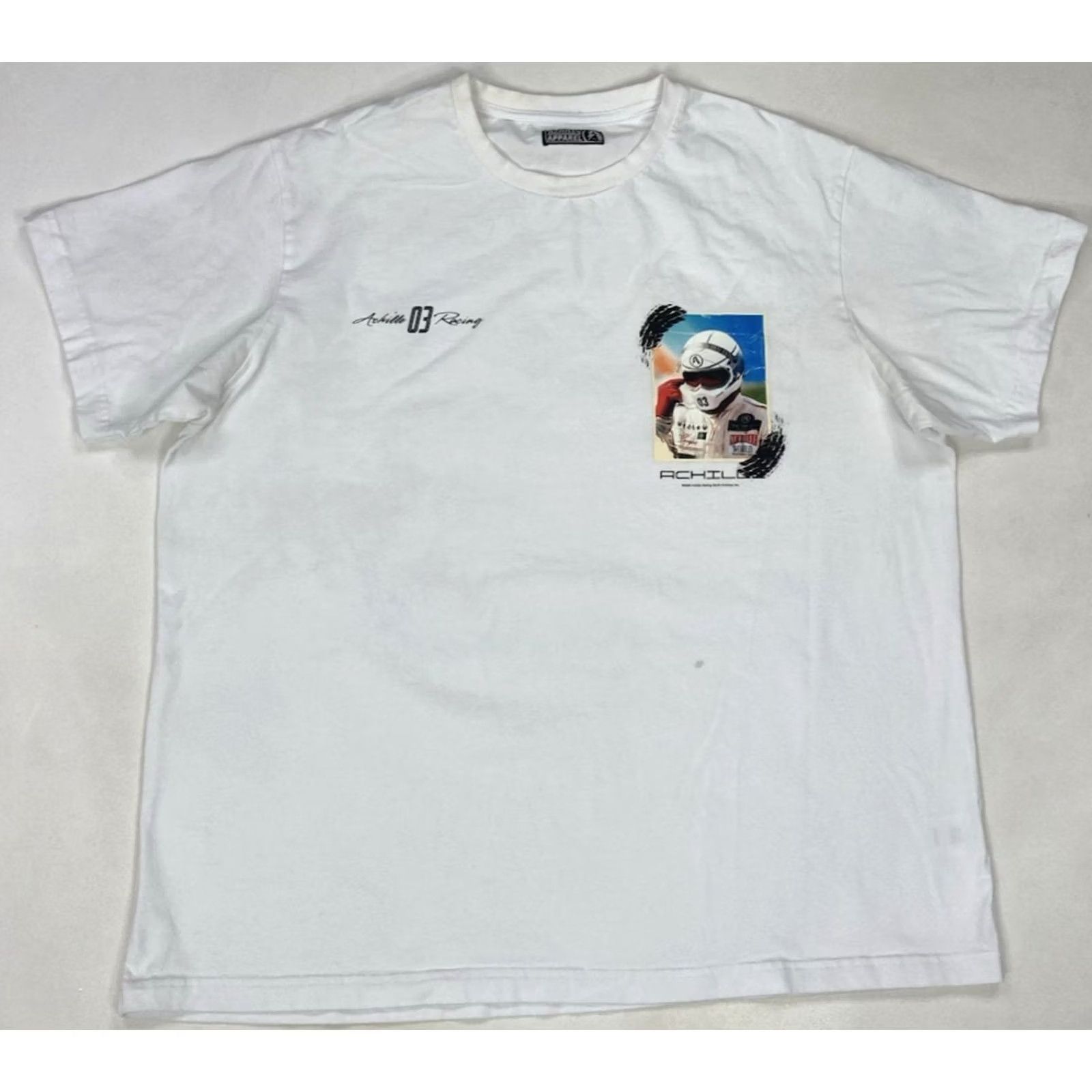 Vintage Achille Apparel Racing Graphic T-shirt Men Slim Fit 3XL White Size US XXL / EU 58 / 5 - 3 Thumbnail