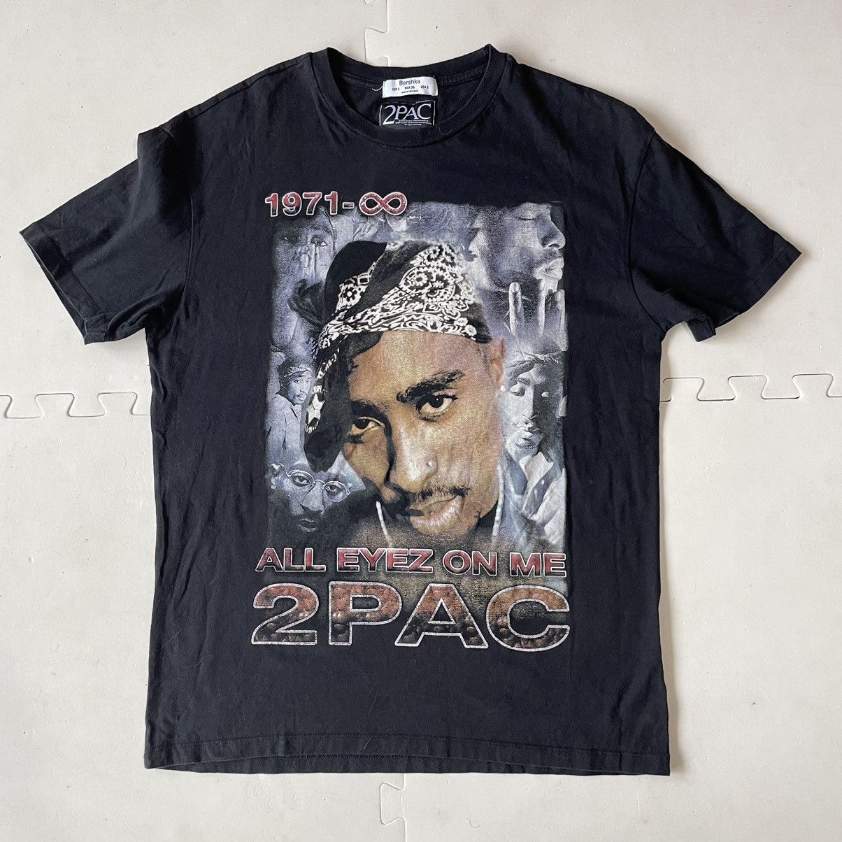 Vintage Bershka Tupac 2 PAC Logo Black T Shirt Men s All Eyez On