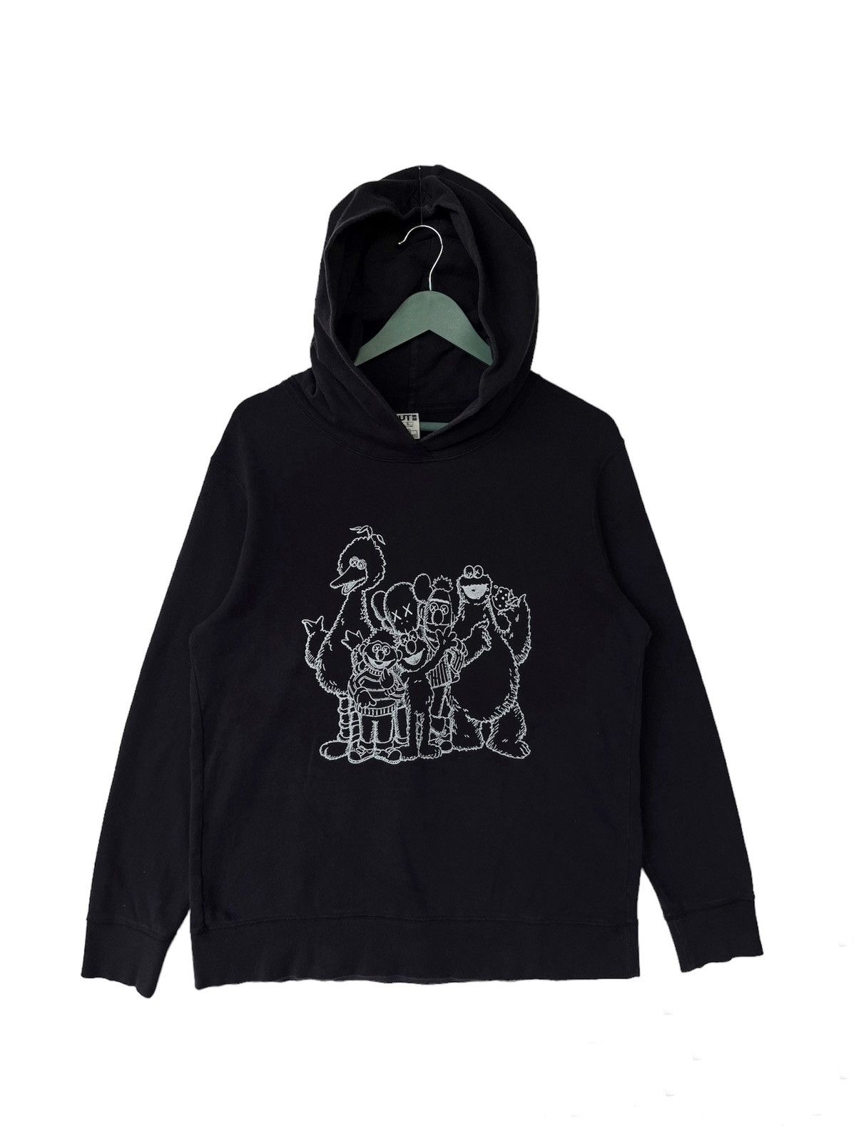 image of Kaws X Sesame Street Hoodie in Black, Men's (Size XL)