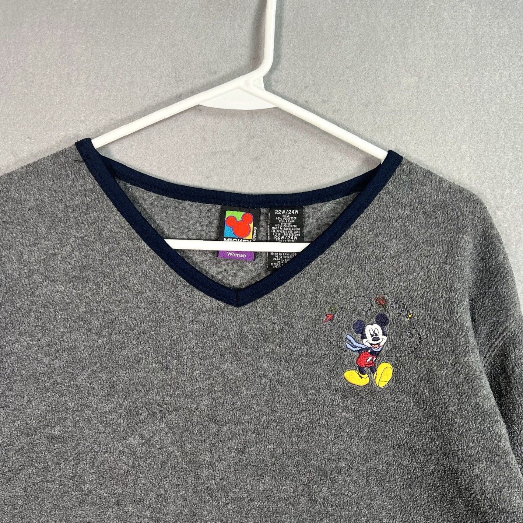 Disney VINTAGE Disney Mickey Mouse Fleece Sweater Womens 2XL Gray 90s Pullover Sweatshirt Size XXL / US 16-18 / IT 52-54 - 4 Thumbnail