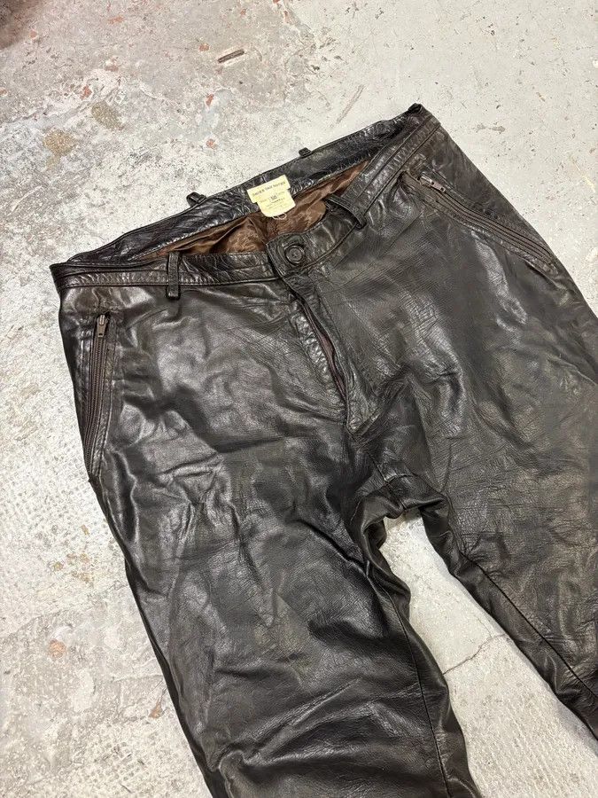 Dries Van Noten 2000s Dries Van Noten Black Eroded Leather Pants Size US 32 / EU 48 - 6 Thumbnail