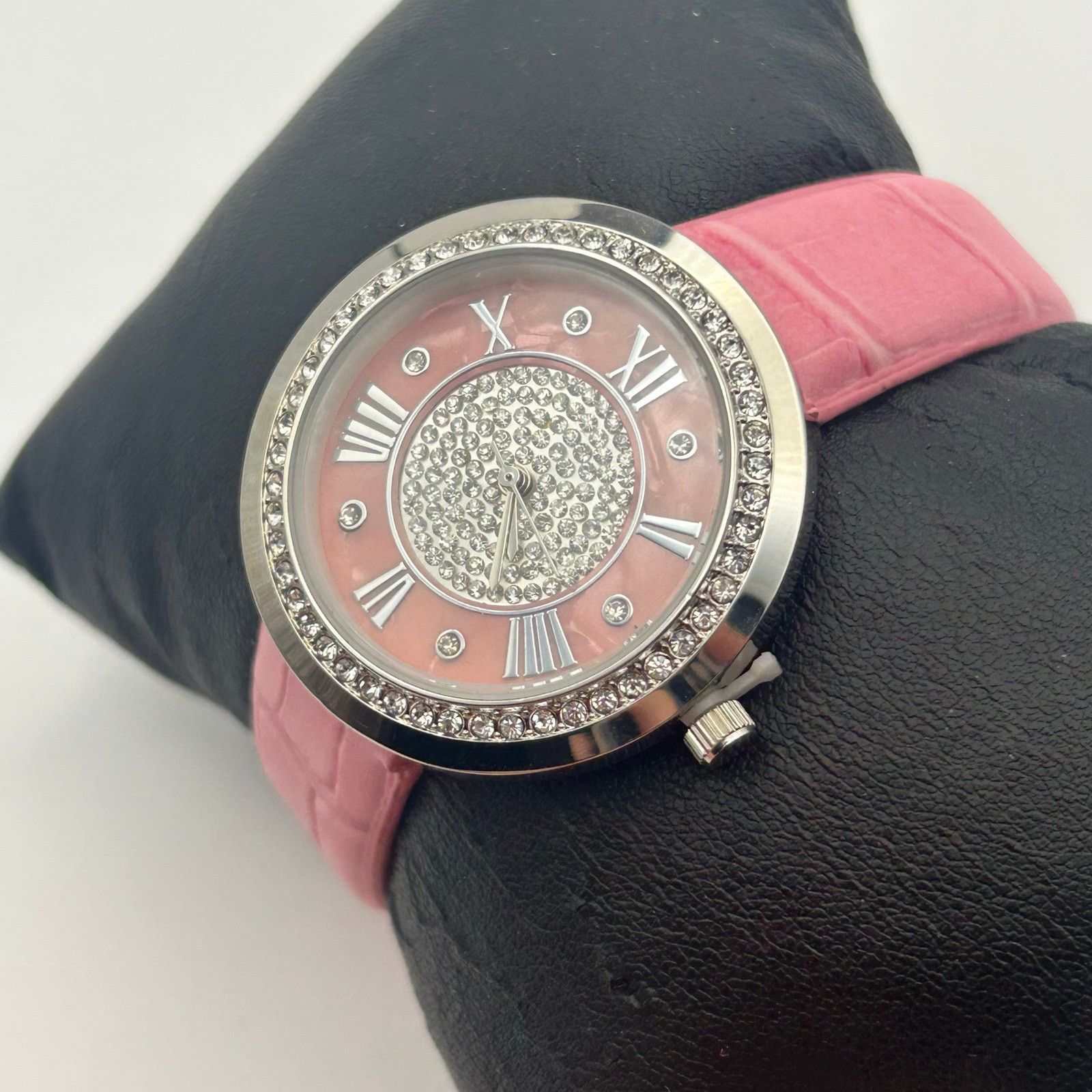 Other Genevex by Croton Womens Silver-Tone Pink Band Quartz Watch Size ONE SIZE - 2 Thumbnail