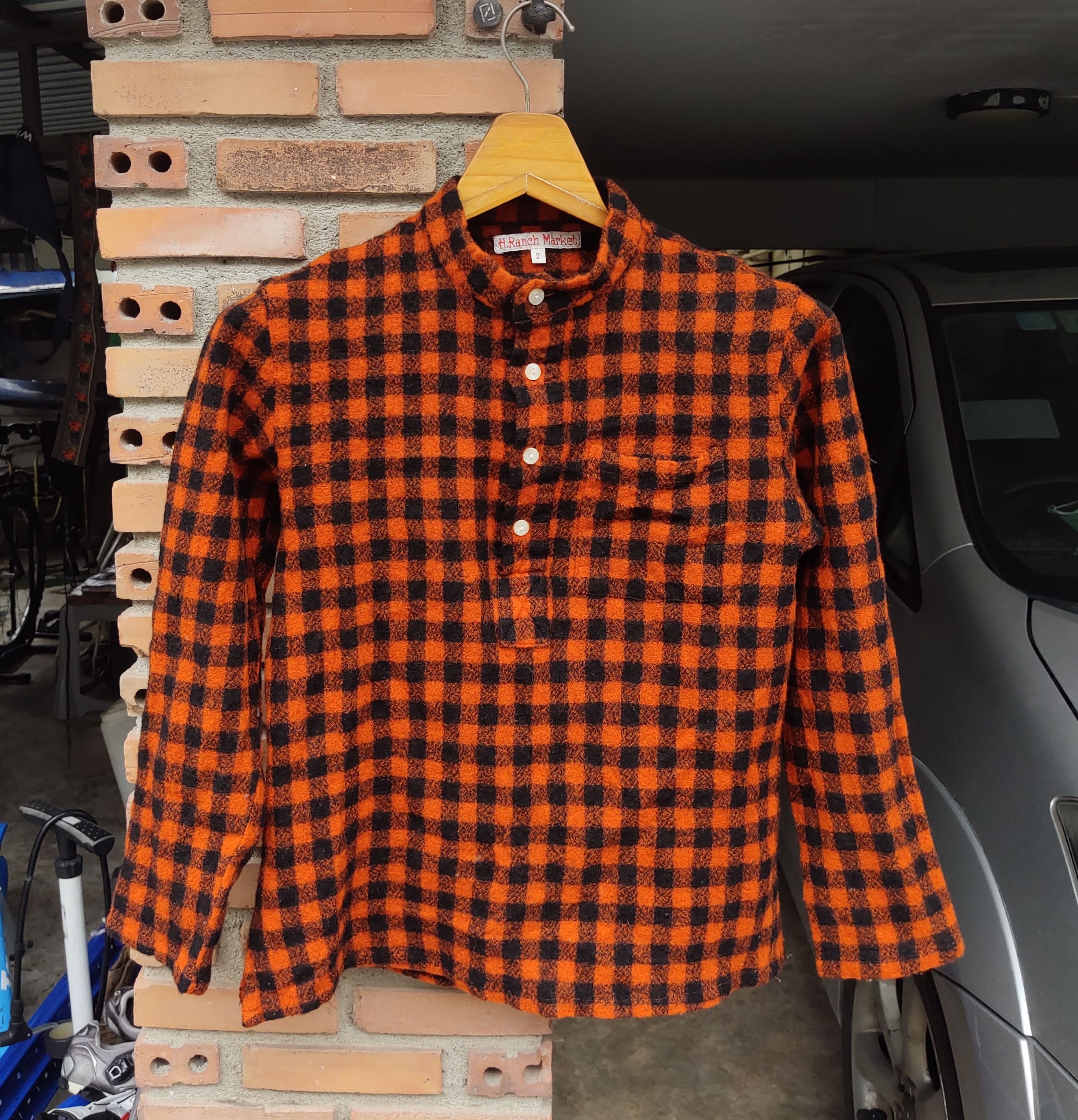 HOLLYWOOD RANCH MARKET (S249) HRM Hollywood Ranch Market Orange Buffalo Plaid Shirt Size XS / US 0-2 / IT 36-38 - 1 Thumbnail