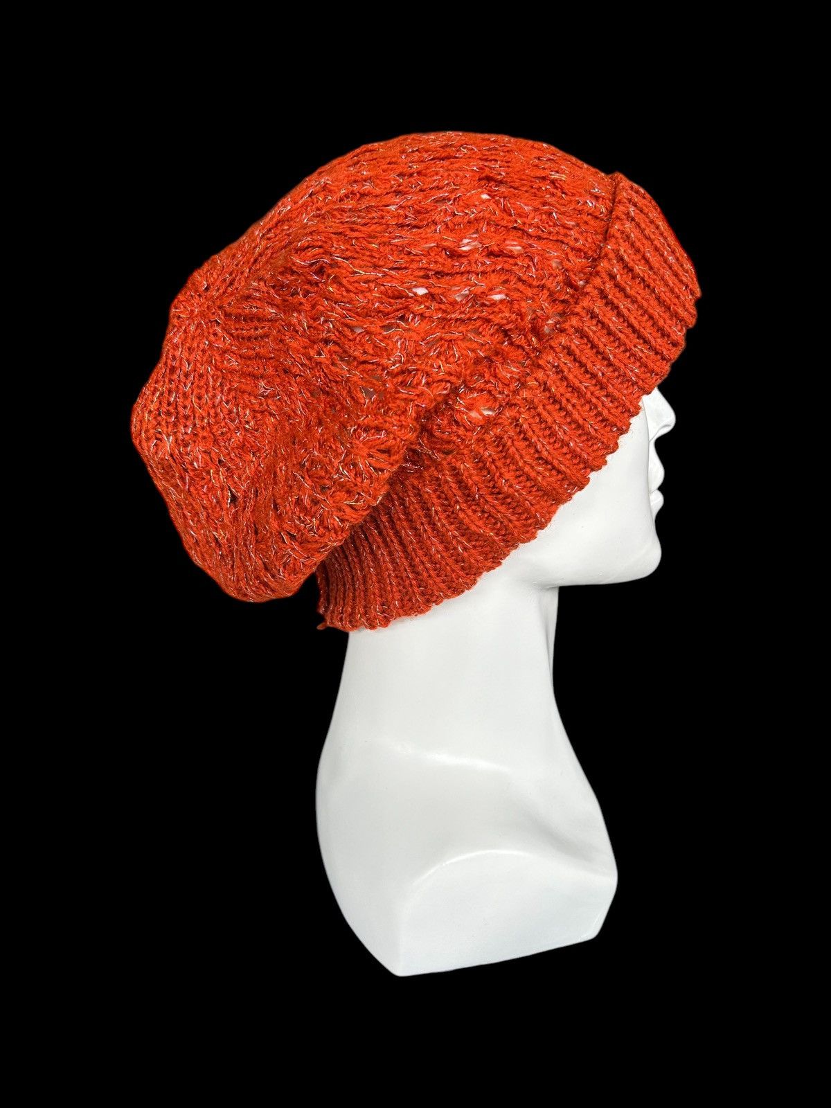 Japanese Brand × Kapital × Vintage Japanese Brand crochet knitted Orange Beanie Hats🎌☠️☠️ Size ONE SIZE - 1 Thumbnail