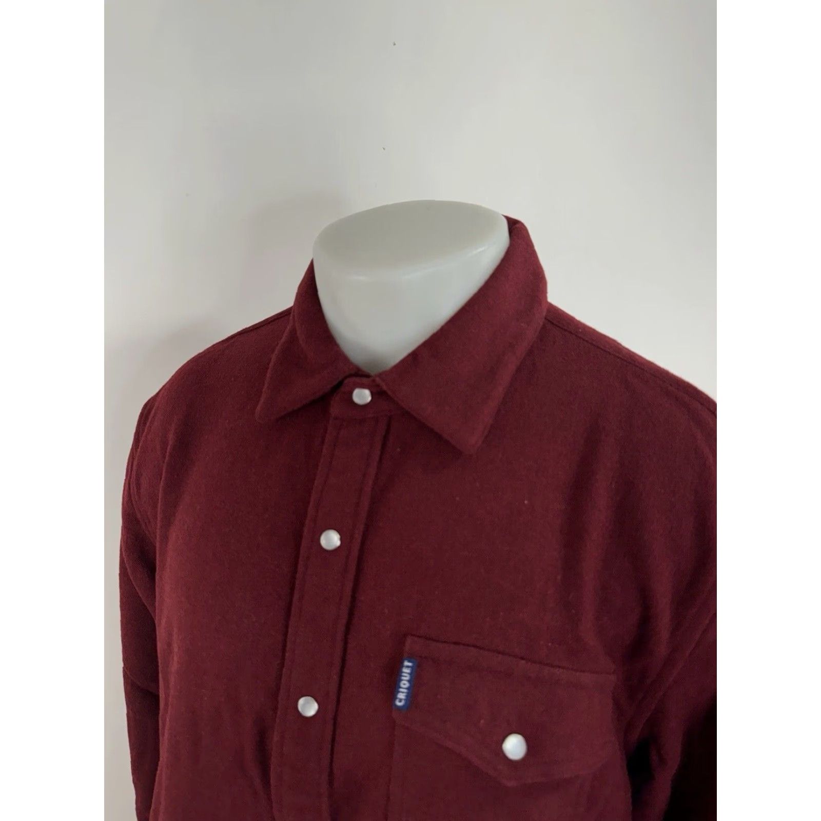 Vintage CRIQUET Austin Wool Pearl Snap Shacket 3 Pocket Ranch Shirt Jacket XL Maroon Mens Size US XL / EU 56 / 4 - 4 Thumbnail