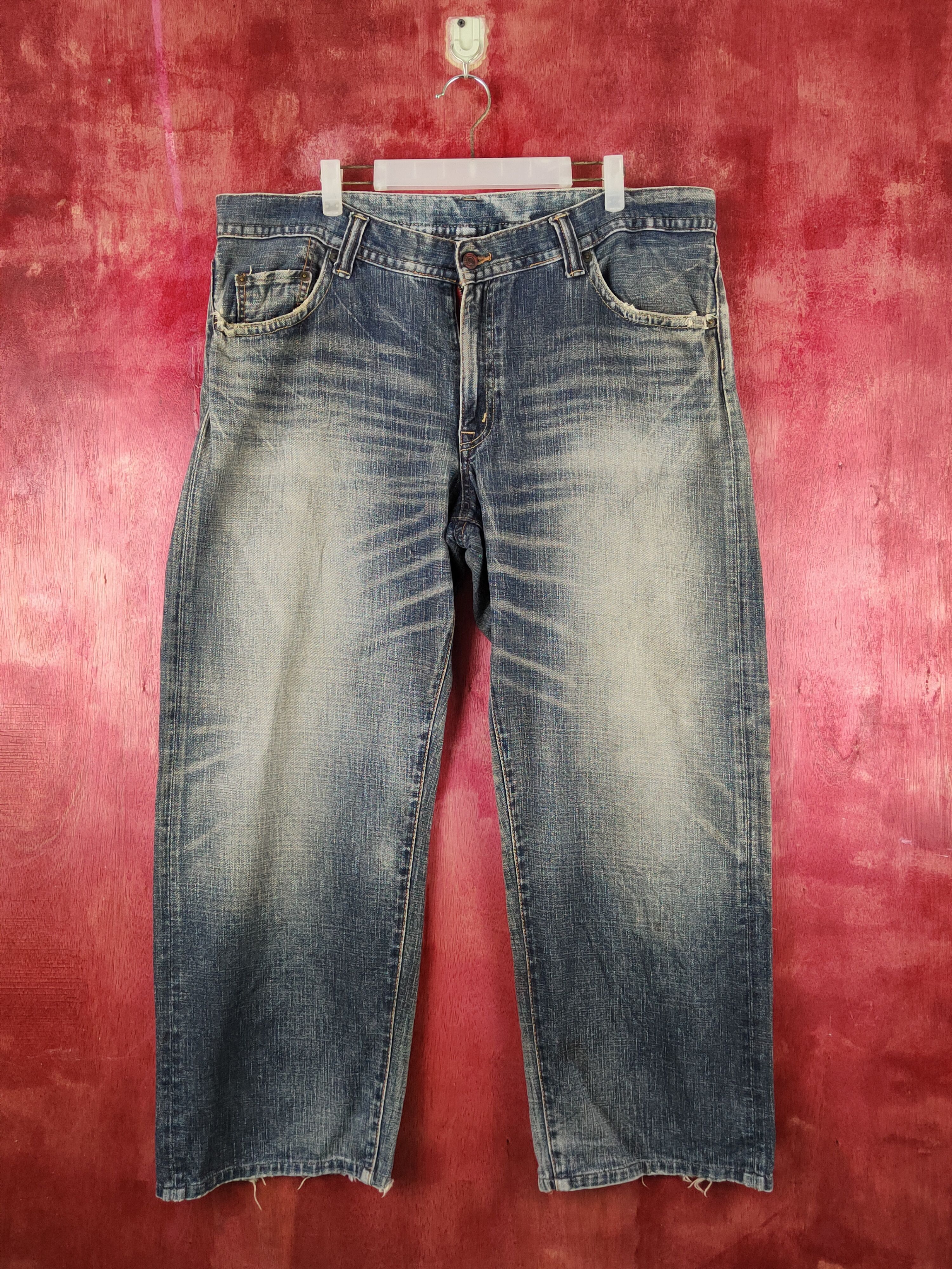 Japanese Brand GLHeart Dark Blue Faded Distressed Ripped Jeans #S2248 Size US 40 / EU 56 - 1 Thumbnail