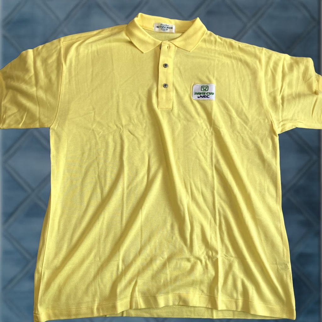 Vintage VINTAGE Davis Cup By NEC Polo Men's XL Yellow Tennis Golf Made In Japan MunsingWear Size US XL / EU 56 / 4 - 1 Thumbnail
