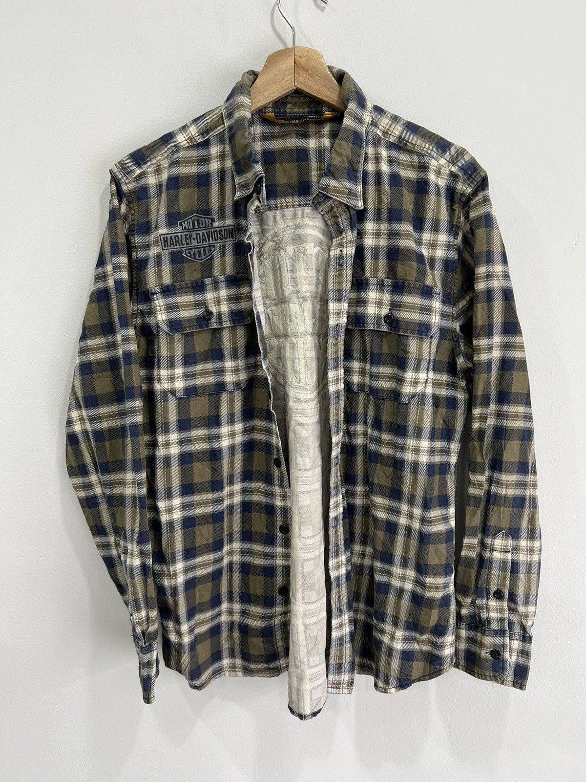 Harley Davidson Vintage Harley Davidson Button Up Plaid Shirt stitched Size US M / EU 48-50 / 2 - 1 Thumbnail