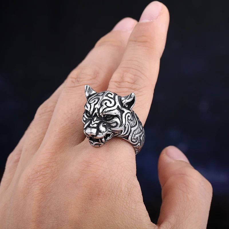 Japanese Brand × Jewelry × Vintage Tiger Head With Pattern Ring Size ONE SIZE - 6 Thumbnail