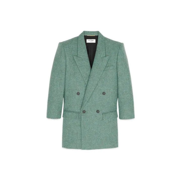 Saint Laurent Paris Saint Laurent Green Double-Breasted Blazer 0079 Size M / US 6-8 / IT 42-44 - 1 Thumbnail