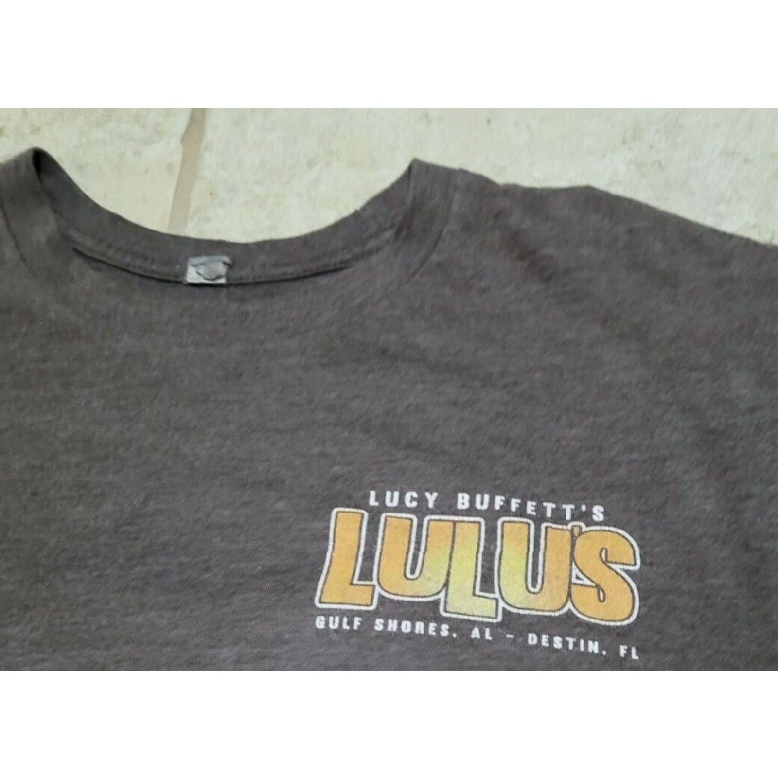 Next Level Lucy Buffett's Lulu's Destin FL Gulf Shores AL T Shirt Small Bar Restaurant Next Level Mens Brown Short Sleeve Graphic Tee 100% Cotton Size US S / EU 44-46 / 1 - 3 Thumbnail