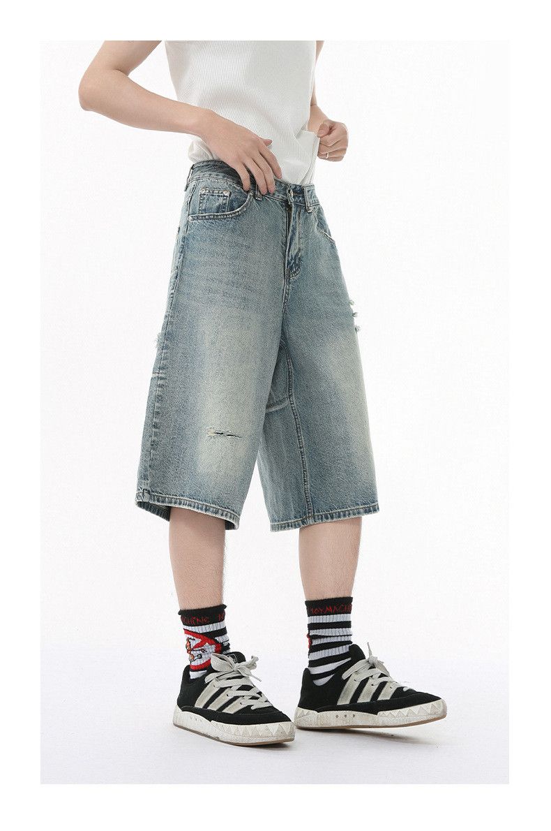 Japanese Brand × Vintage High street distressed wide-leg casual ripped denim shorts Size US 32 / EU 48 - 3 Thumbnail