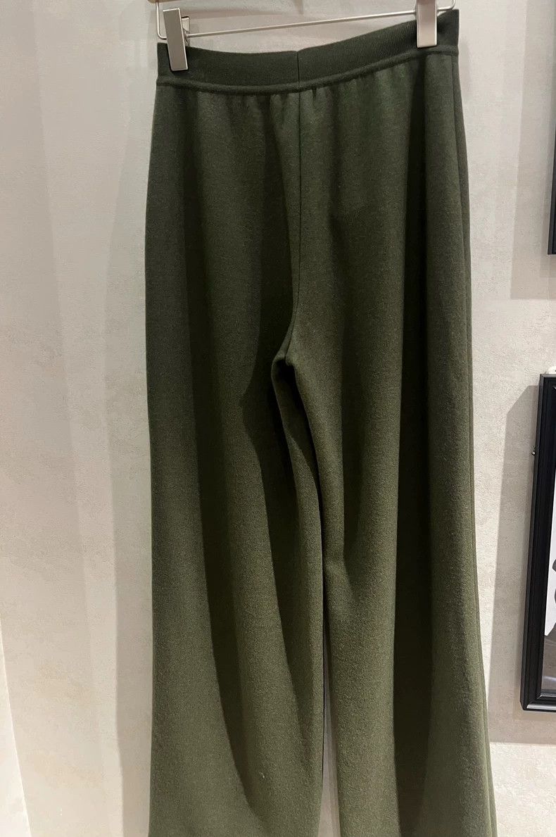 Loro Piana LORO PIANA Olive green cashmere wide leg pants Size 28" / US 6 / IT 42 - 3 Thumbnail
