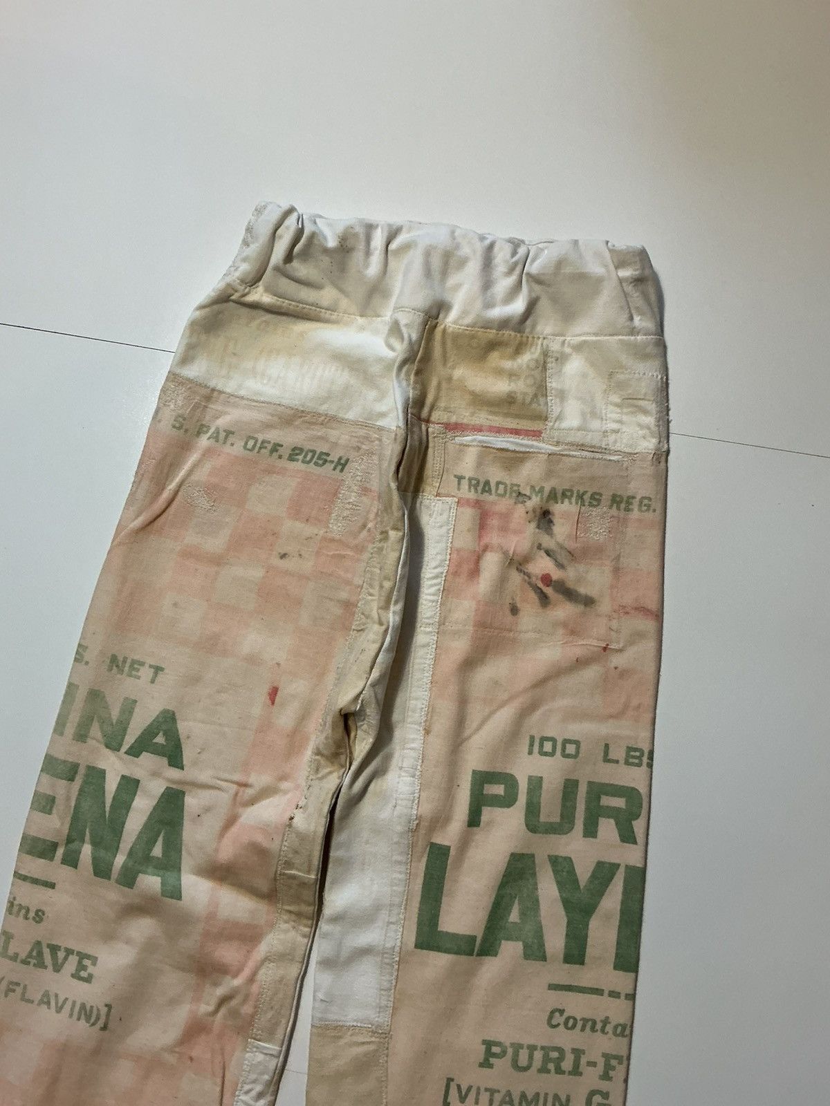 Vintage Vintage Purina Layena Feed Sack Patchwork OOAK Canvas Pants Size US 30 / EU 46 - 7 Thumbnail