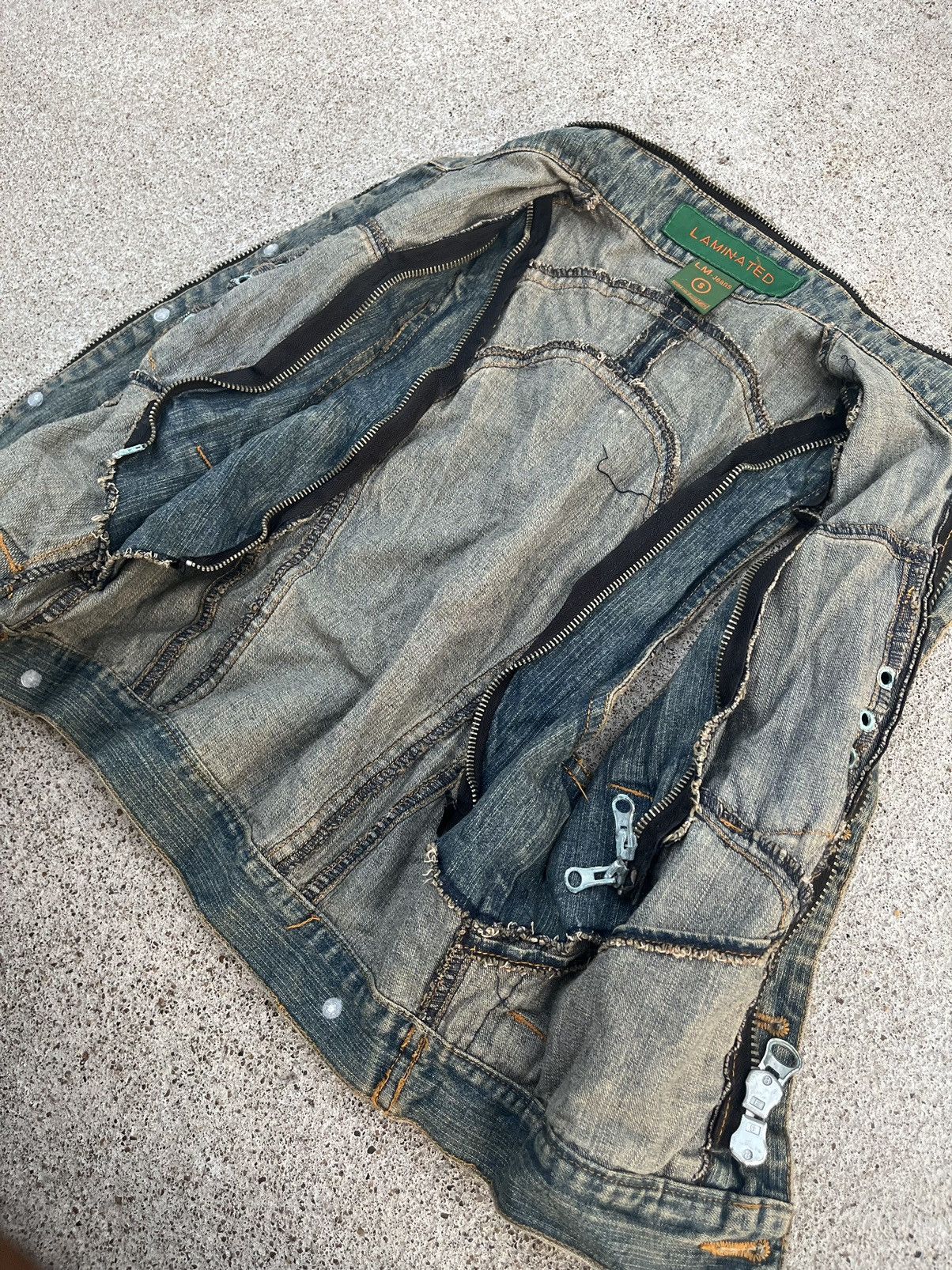 14th Addiction Laminated~Japanese Denim Vest Multi Zip Seditionaries Style Size US S / EU 44-46 / 1 - 7 Thumbnail