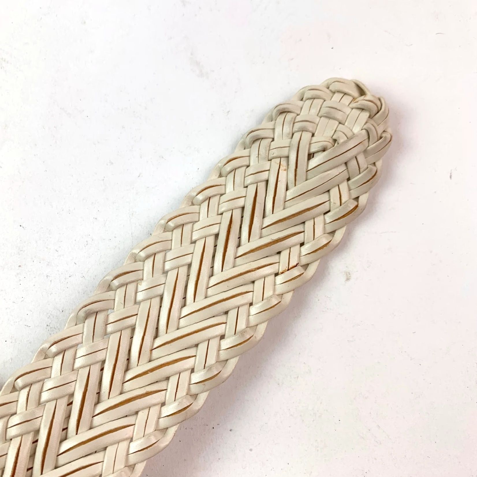 Vintage VINTAGE Womens Belt Cream 41" Faux Leather Braided/Woven 2" Wide Size ONE SIZE - 7 Thumbnail