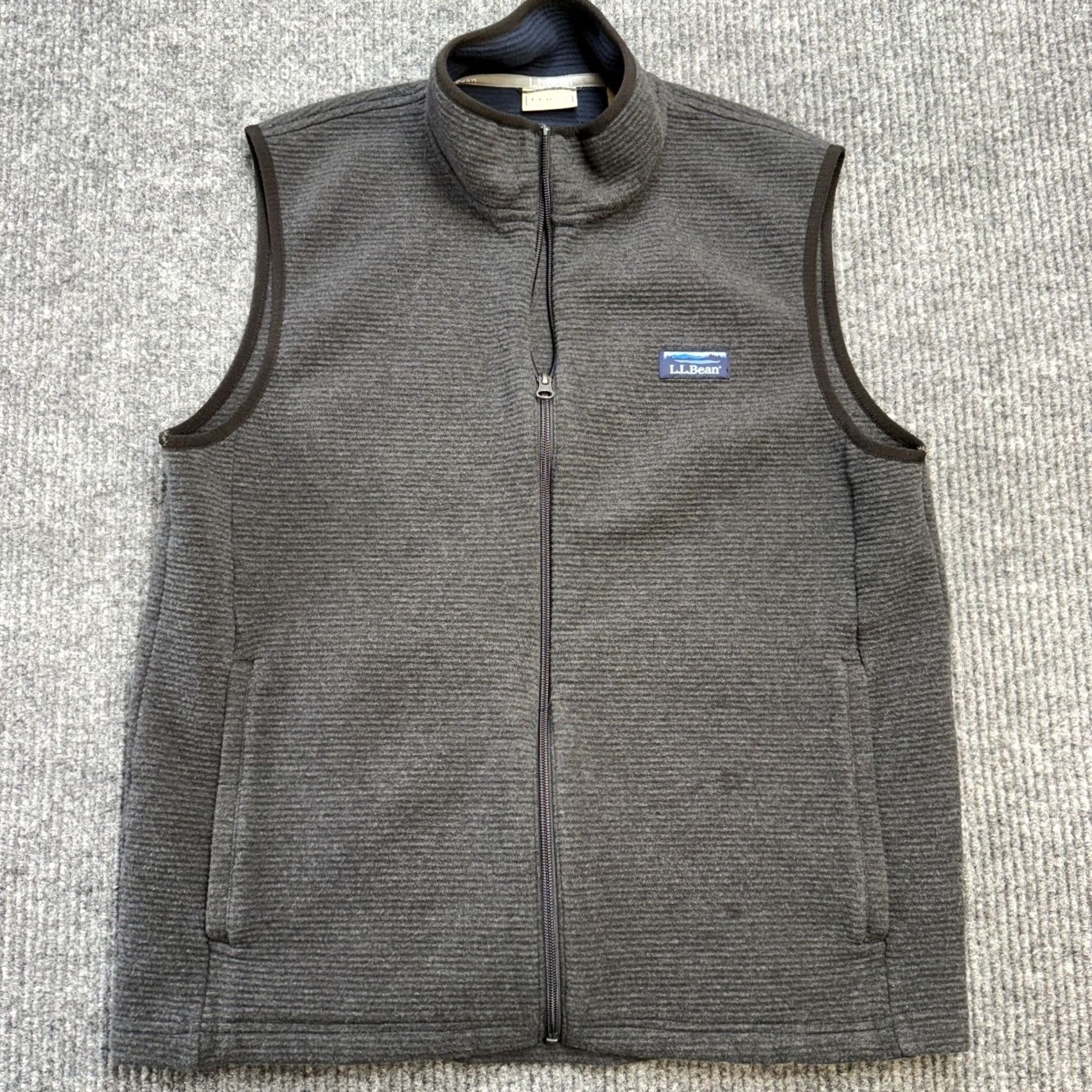 Vintage L.L. Bean Vest Men M Gray Lakewashed Double Knit Ribbed Full Zip Pocket Size US M / EU 48-50 / 2 - 2 Thumbnail