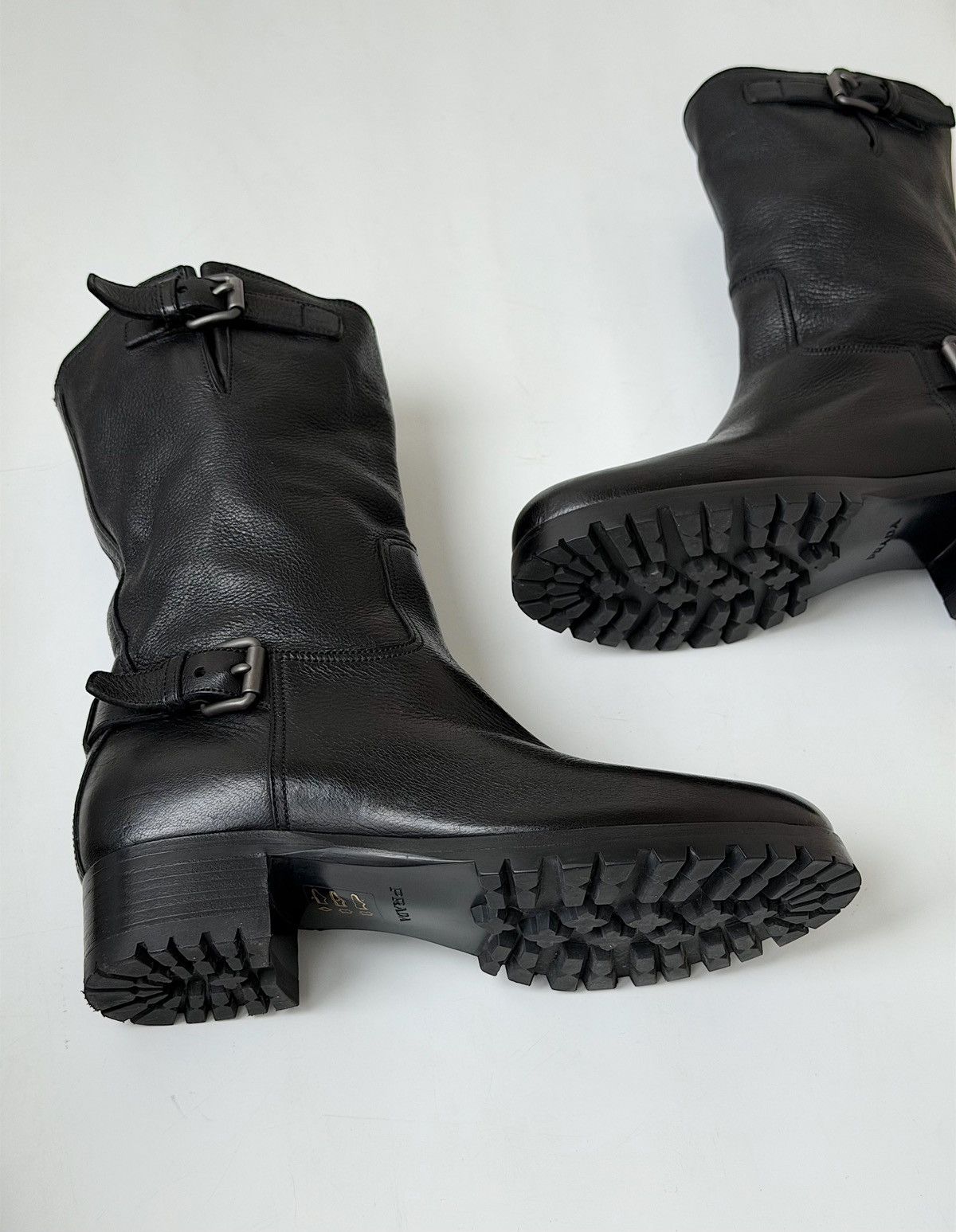Prada PRADA FW 2014 Biker Buckle Leather Boots miu miu runway logo Size US 9 / IT 39 - 9 Thumbnail