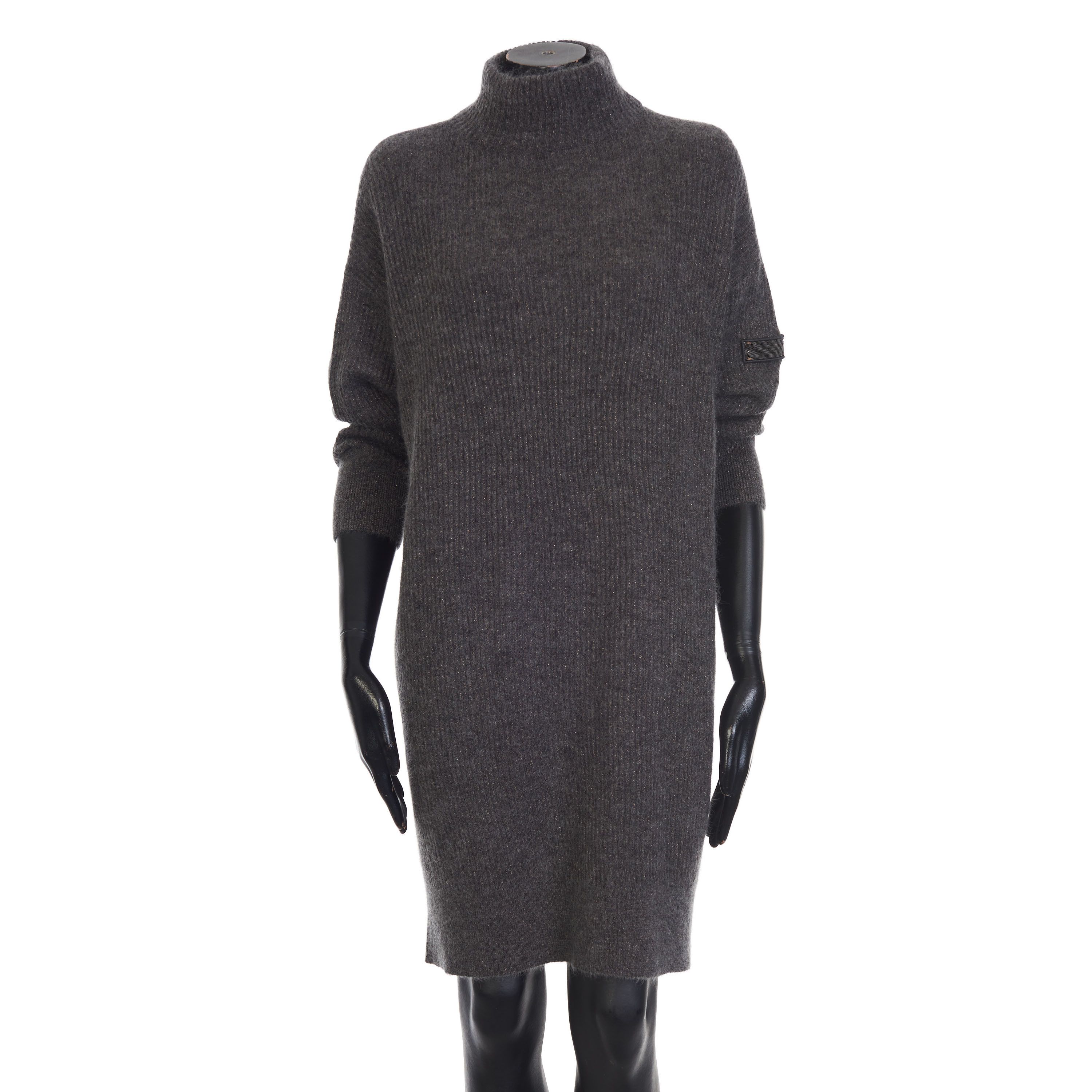 Brunello Cucinelli Sparkling Gray Sweater Dress - Monili, Mohair/Metallic Knit Size M / US 6-8 / IT 42-44 - 1 Thumbnail