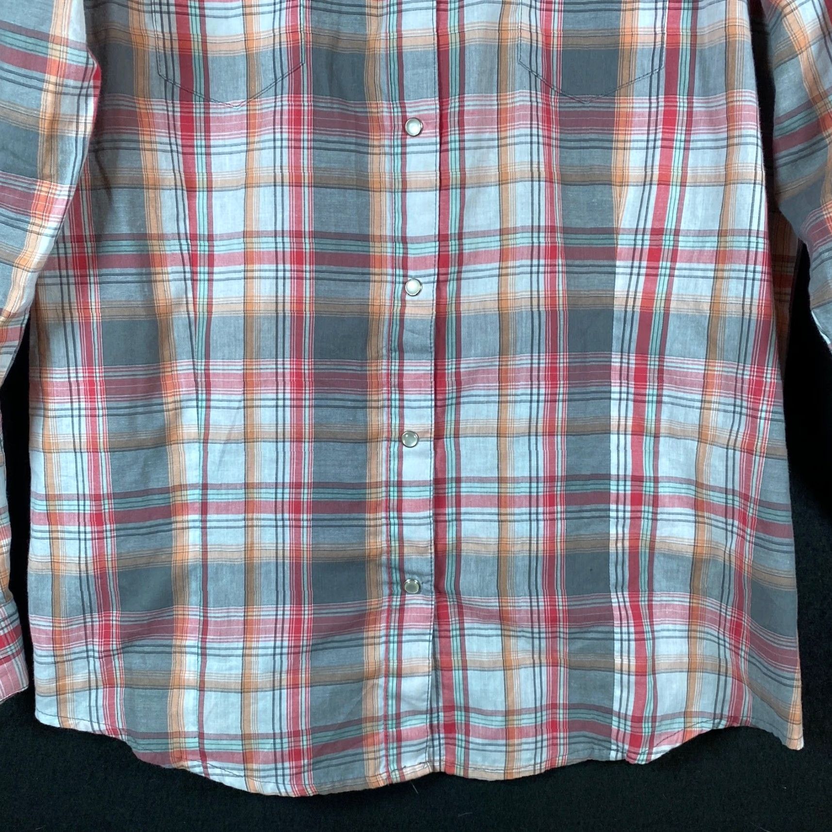 Wrangler Wrangler Womens Shirt Orange White Plaid Pearl Snap Button Down L Shirt Size L / US 10 / IT 46 - 5 Thumbnail