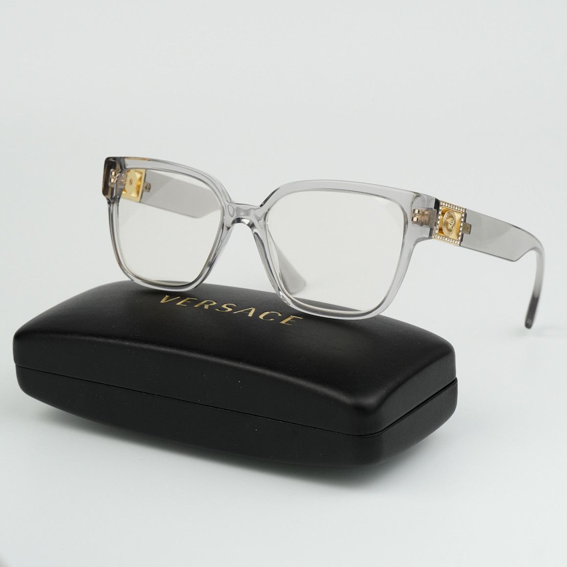 image of New Versace Ve3329B 5305 Square Women Eyeglasses Ve 3329B in Transparent Gray/Demo, Men's