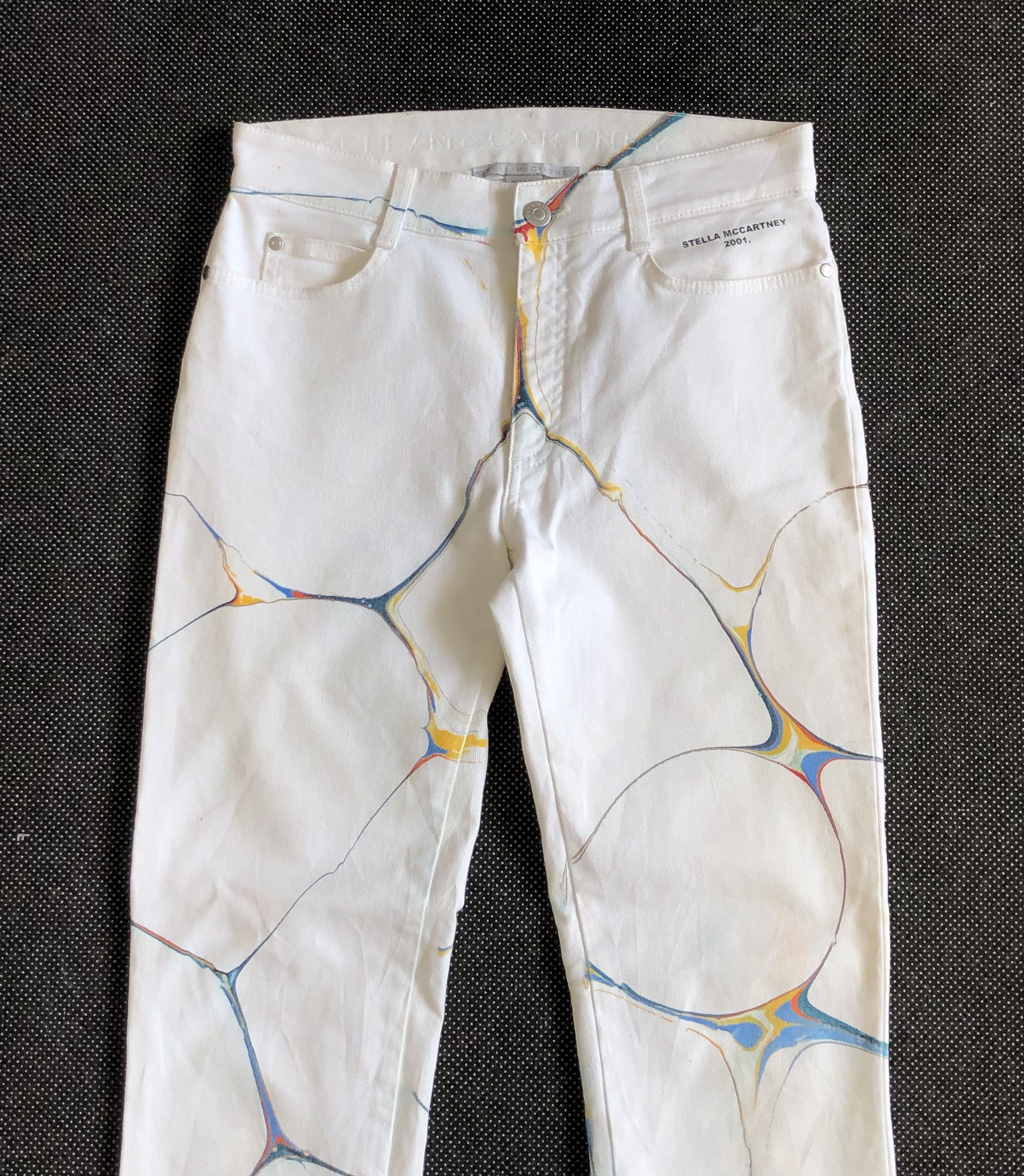 Stella McCartney SS21 SKINNY MARBLED BOYFRIEND WHITE JEANS Size 28" / US 6 / IT 42 - 6 Thumbnail