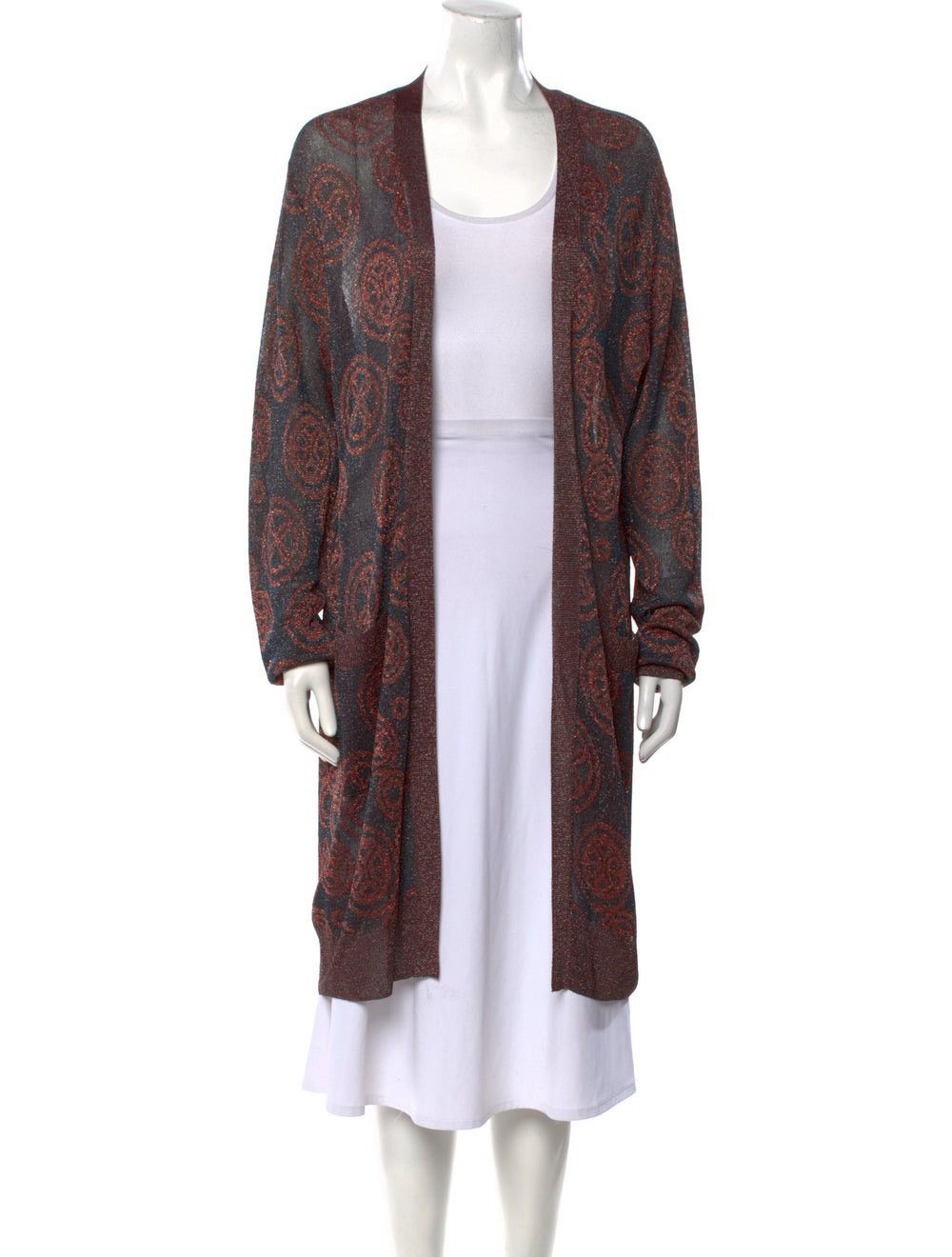 Dries Van Noten Dries Van Noten - Blue Brown Metallic Paisley Cardigan Size ONE SIZE - 8 Thumbnail
