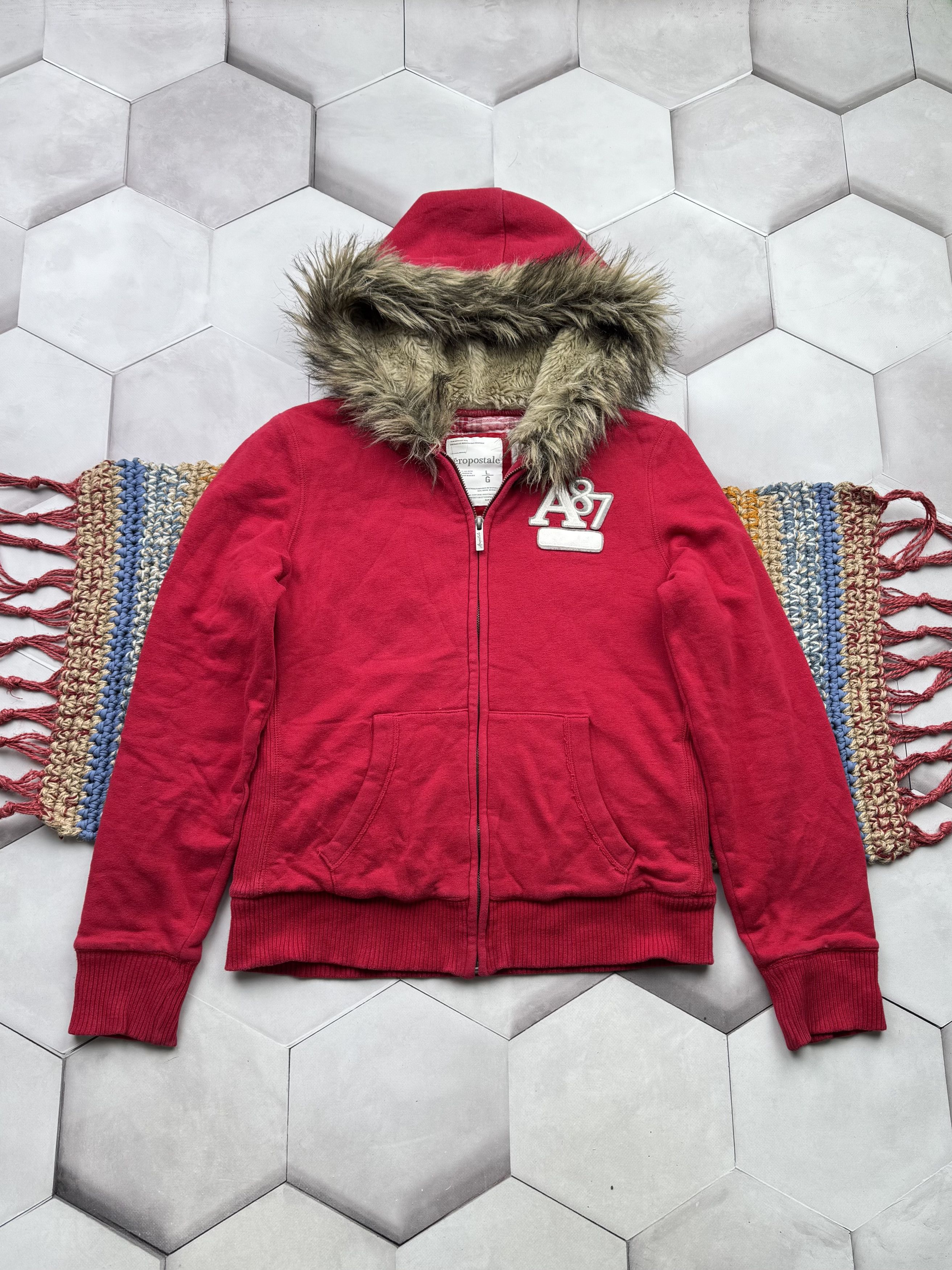 LAPRBY Y2k Zip up Hoodie Fur Collar Jacket Emo Grunge 2000s
