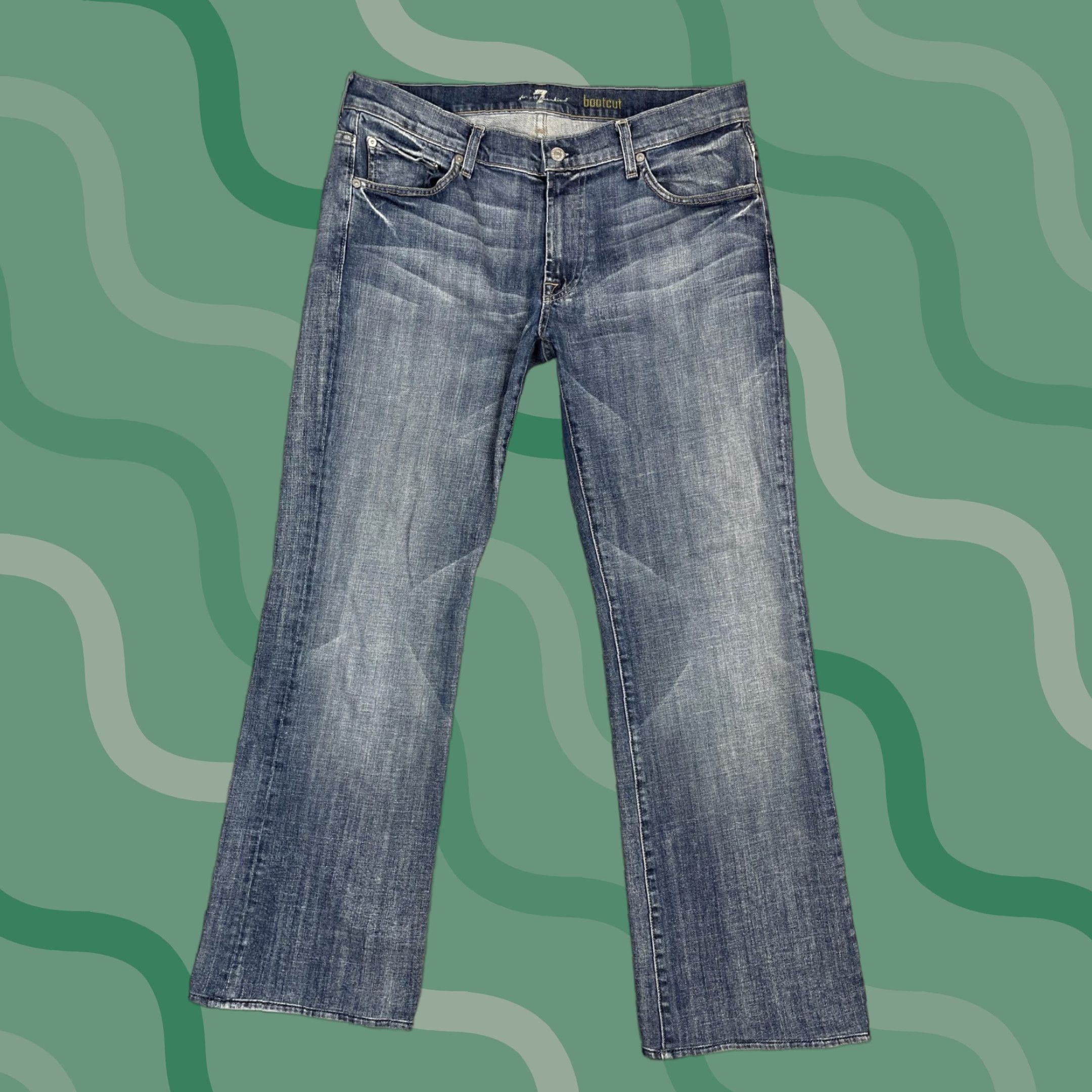 7 For All Mankind Jeans Mens 36 Bootcut Stretch Denim Blue Regular Fit USA