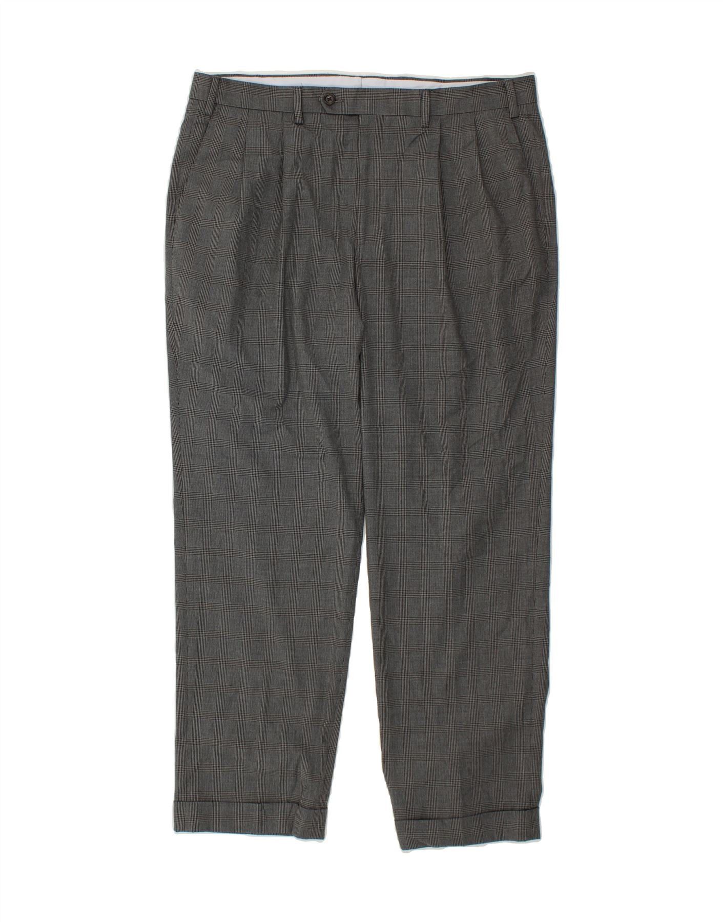 Ralph Lauren Womens Pegged Suit Trousers W36 L30 Grey Check Polyester Size 26" / US 2 / IT 38 - 1 Thumbnail