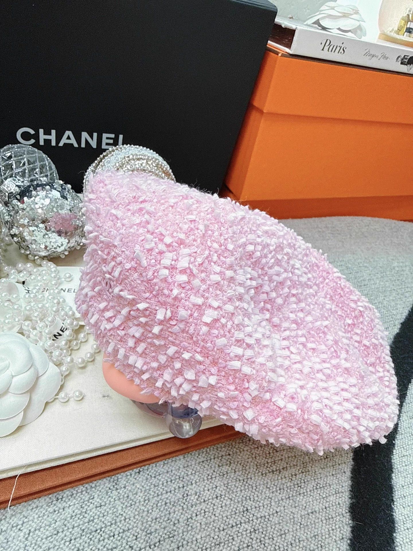 Chanel Chanel 19C Pink Tassel Tweed Beret M Size ONE SIZE - 5 Thumbnail