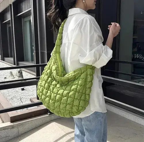 Quilted Padded Crossbody Bag in Green, Men's