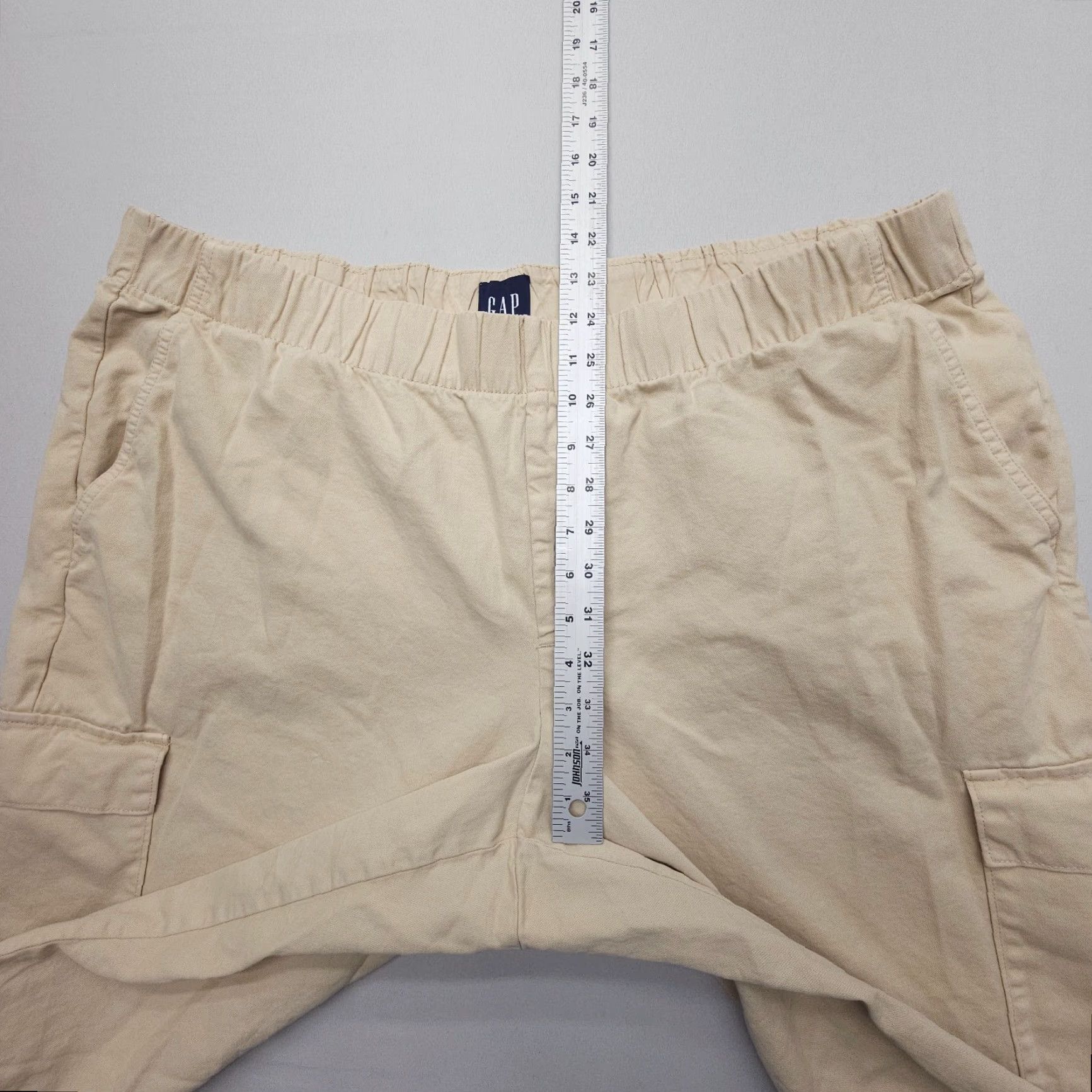 Gap Gap Women Pants Cargo High Rise Pull On 2XL Tan Beige Cotton Blend Elastic Waist Relaxed Inseam 28” Size 40" / US 18 - 5 Thumbnail