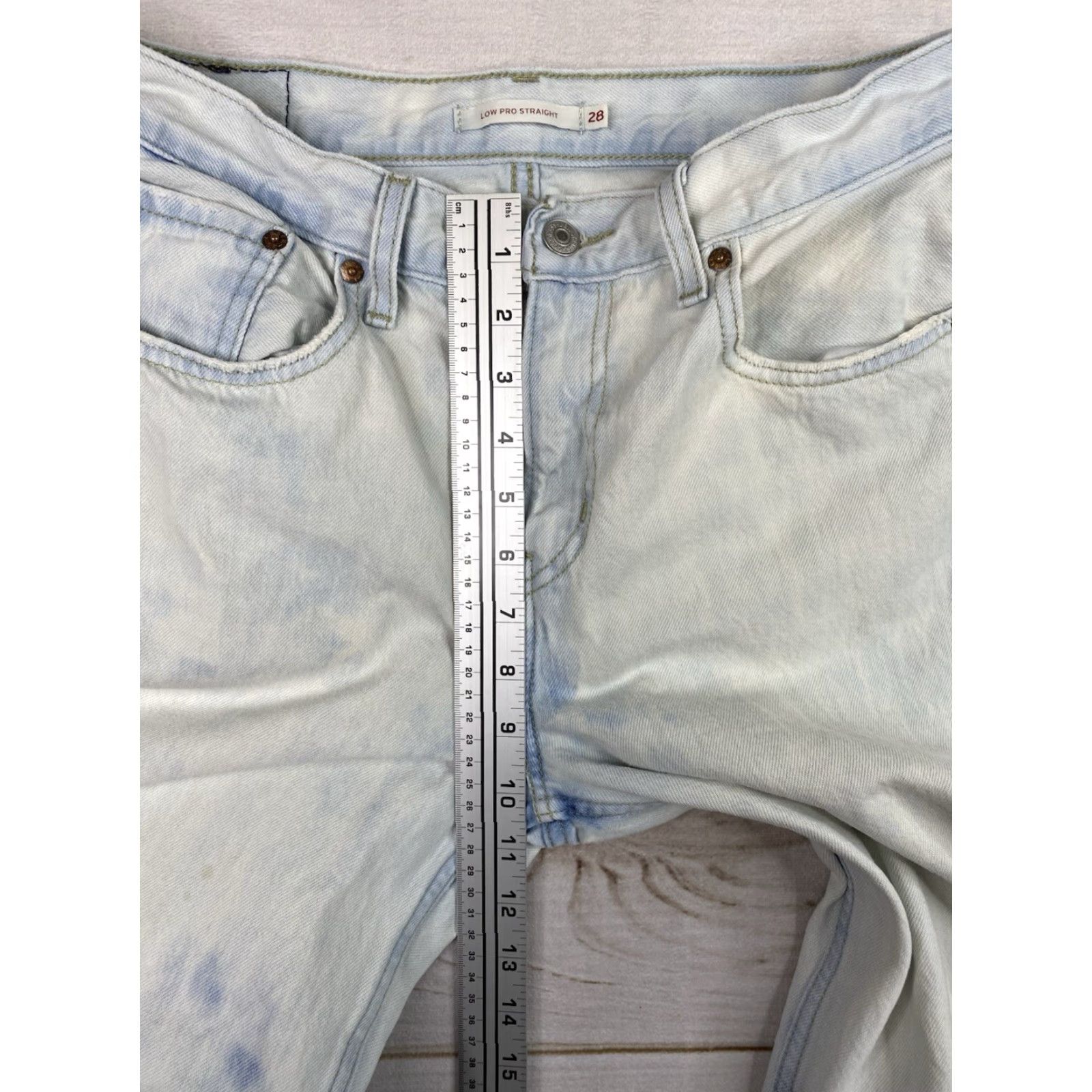 Levi's Levi's Low Pro Straight Jeans Womens 28 Light Acid Wash Distressed Denim Blue 100% Cotton Regular Rise Inseam 29.5 in Boys? Size 29" - 7 Thumbnail