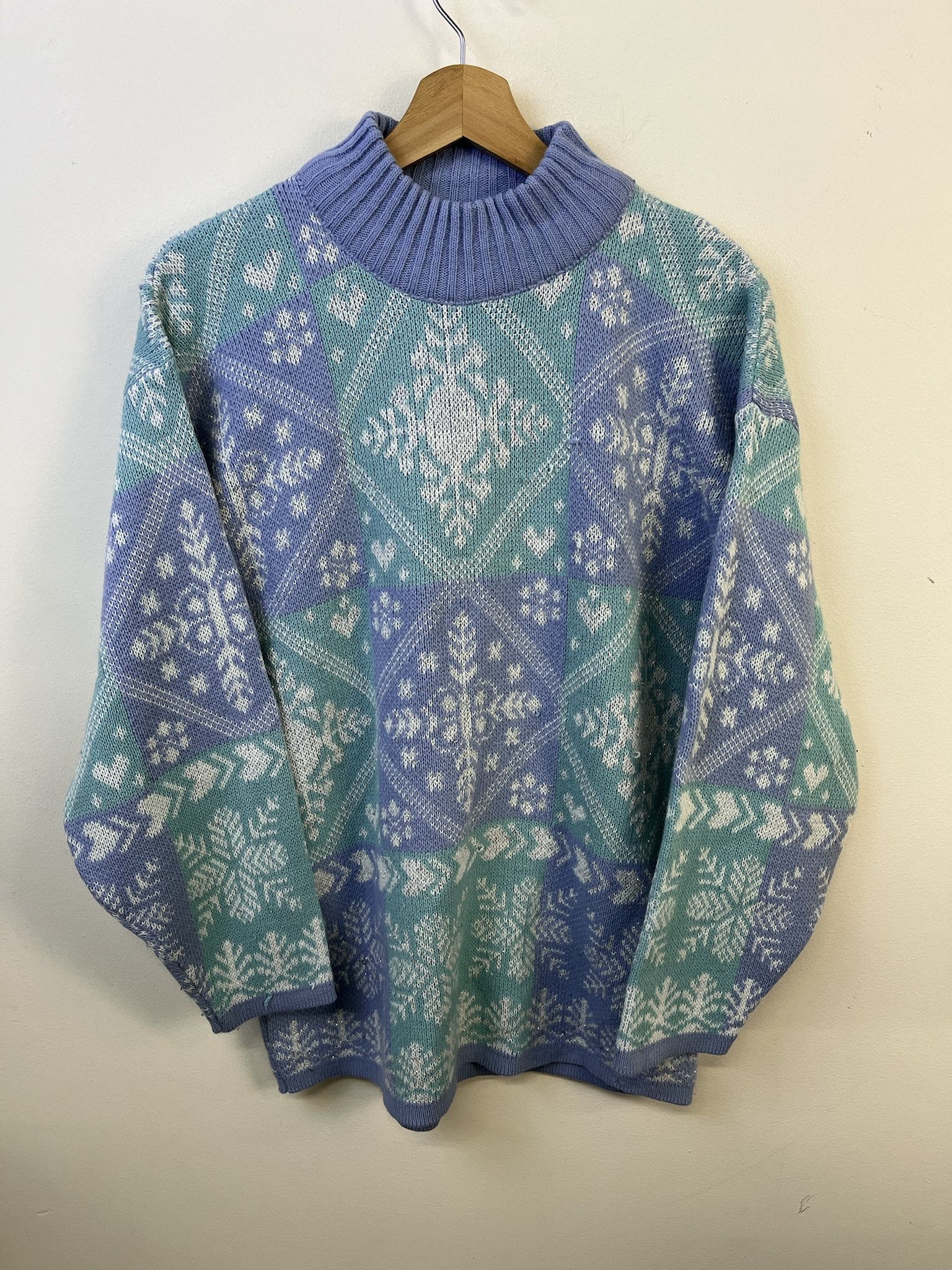 Other Vintage Knit Sweater Ice Blue Shimmer Metallic Snowflake Knit Sweater Size M Size US M / EU 48-50 / 2 - 1 Thumbnail