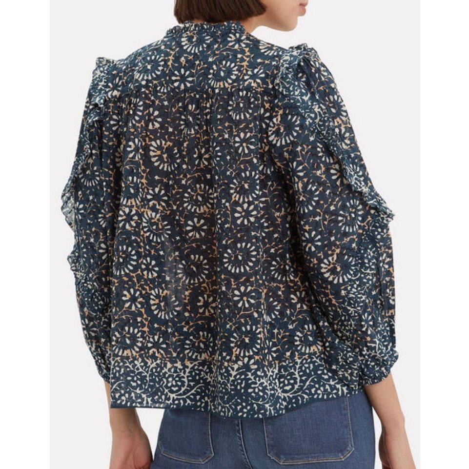 Ulla Johnson ULLA JOHNSON Women’s Lillian Ruffle Boho Floral Blouse Top 6 Size M / US 6-8 / IT 42-44 - 2 Thumbnail