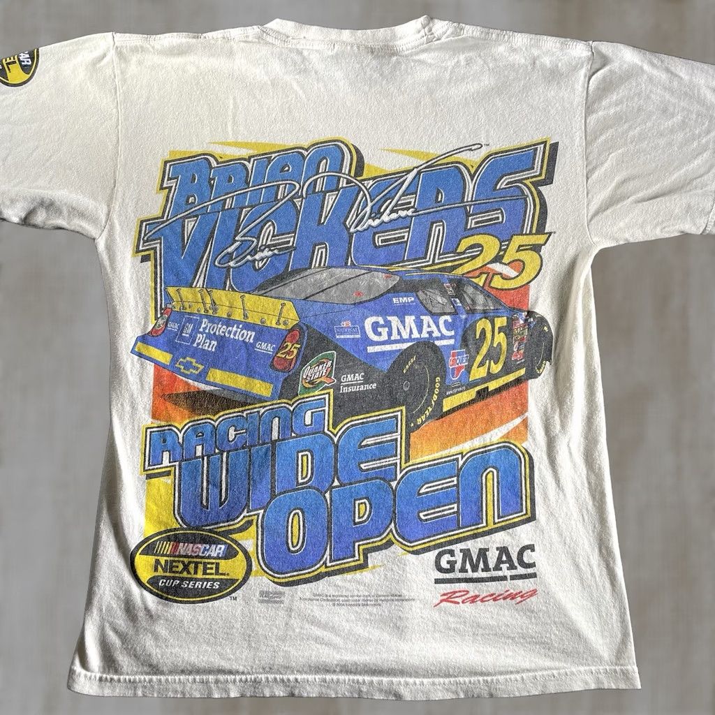 NASCAR VINTAGE NASCAR Shirt Mens M Nascar Nextel Cup Series 2004 GMAC Racing Beige Cotton Crew Neck Short Sleeve Logo Graphic Print Size US M / EU 48-50 / 2 - 1 Thumbnail