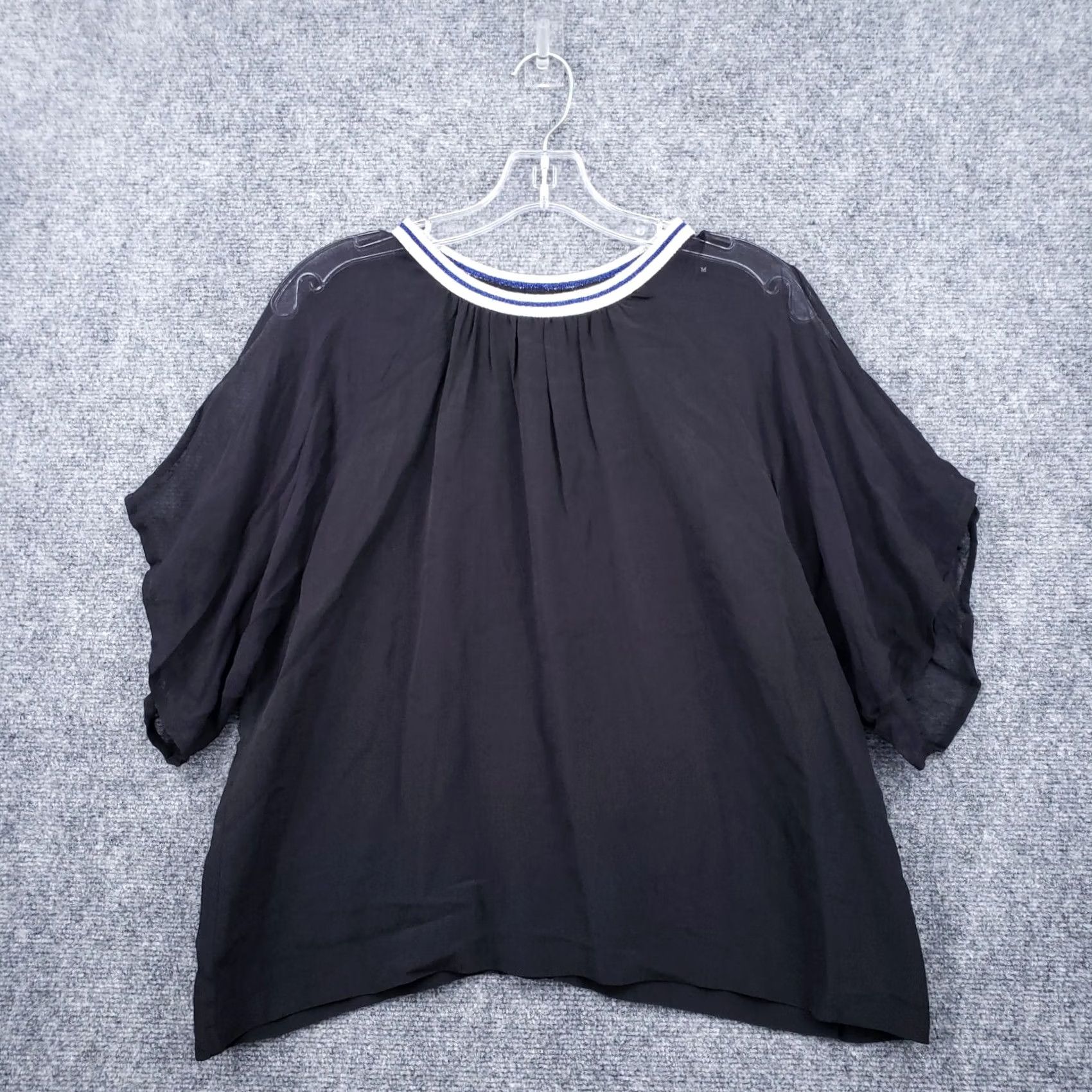 Diesel Diesel Blouse Womens M Black Round Neck Short Sleeve Slit Sleeve Button Ribbed Back Size M / US 6-8 / IT 42-44 - 2 Thumbnail
